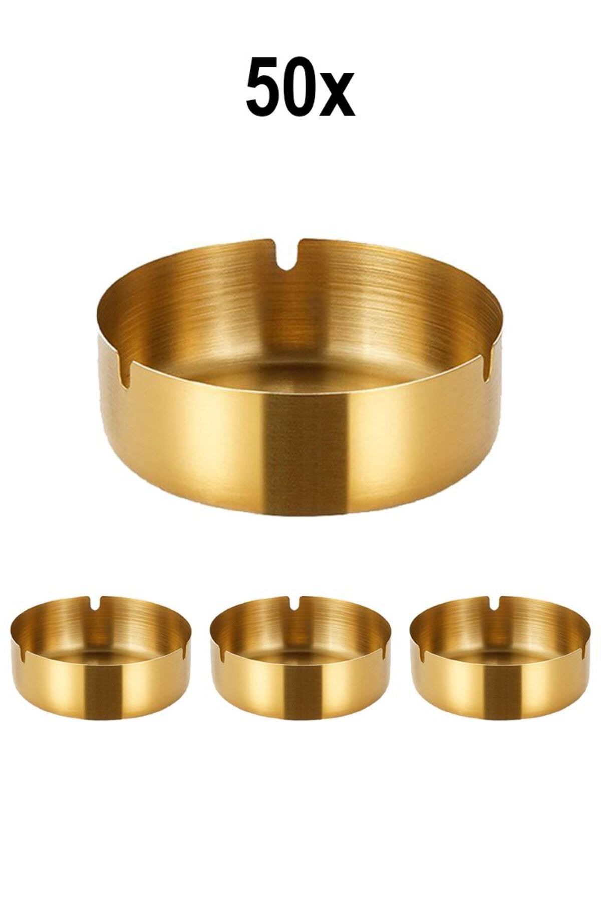Falconetti 50 Adet Çelik Gold 8 cm Kafe Restaurant Lokanta Yuvarlak Kül Tablası Küllük