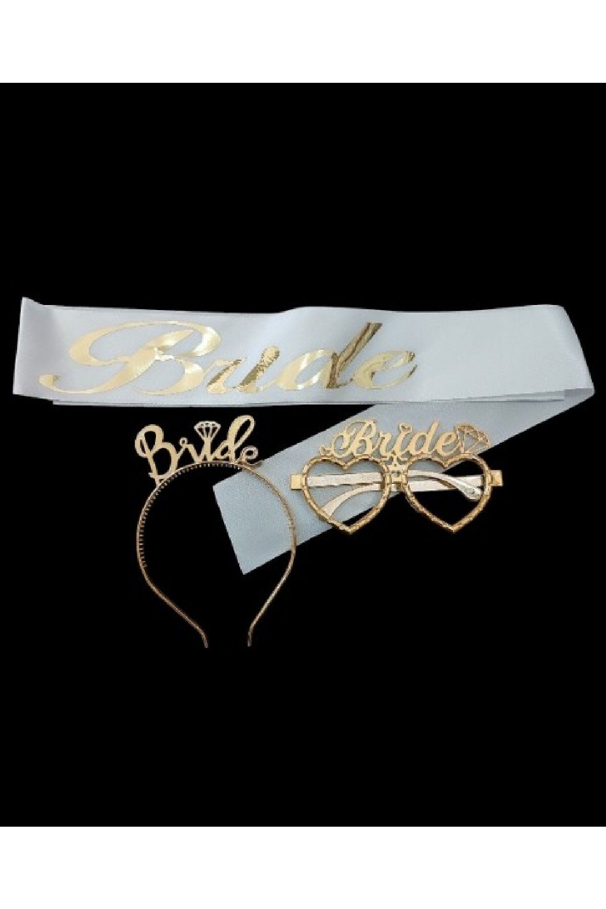 Bkmc Gold Bride Plastik Taç Gözlük Ve Kuşak Seti Bride Bekarlığa Veda Partisi