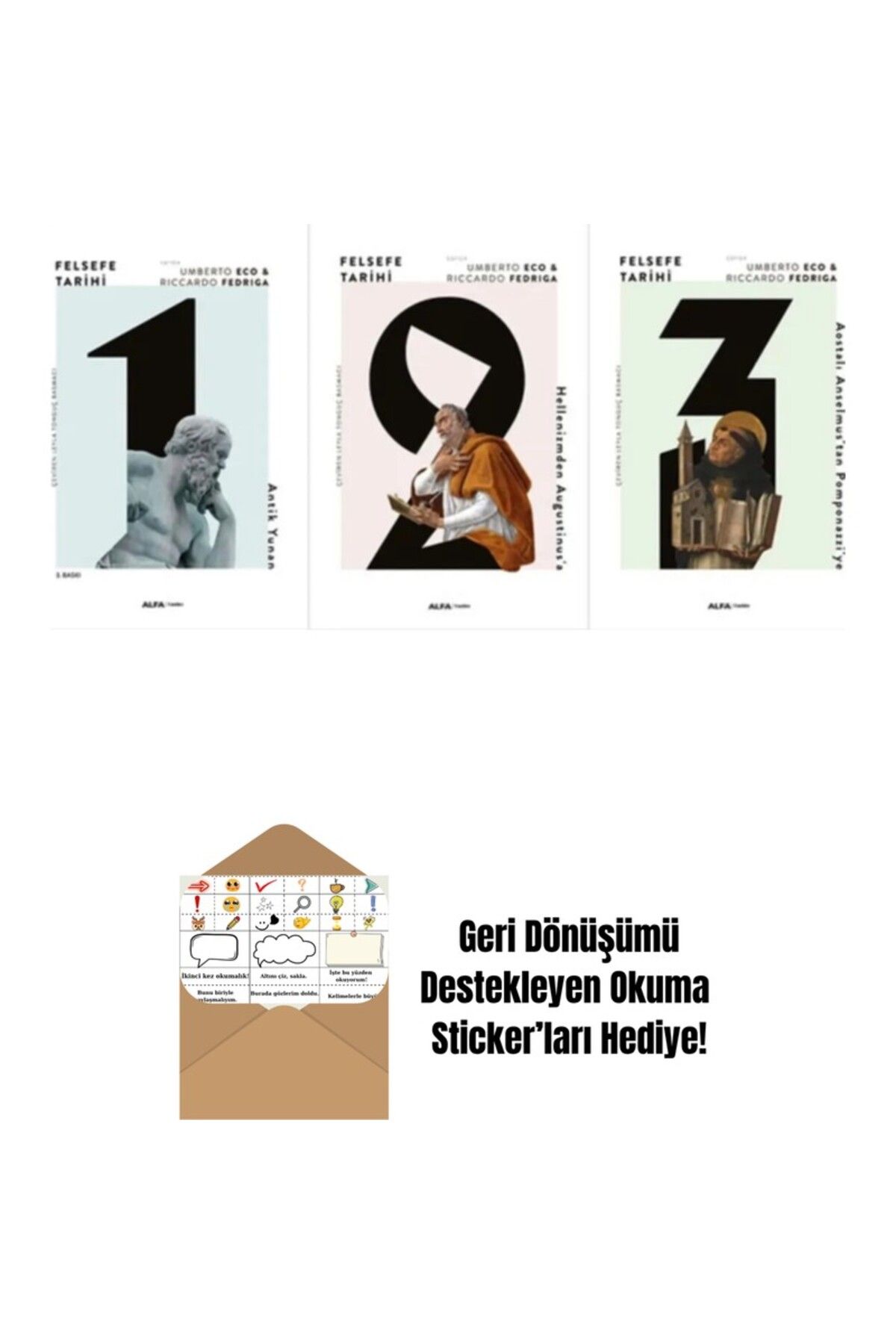 Alfa Yayınları Felsefe Tarihi 3 Kitap Set / Umberto Eco + Okuma Sticker'ları