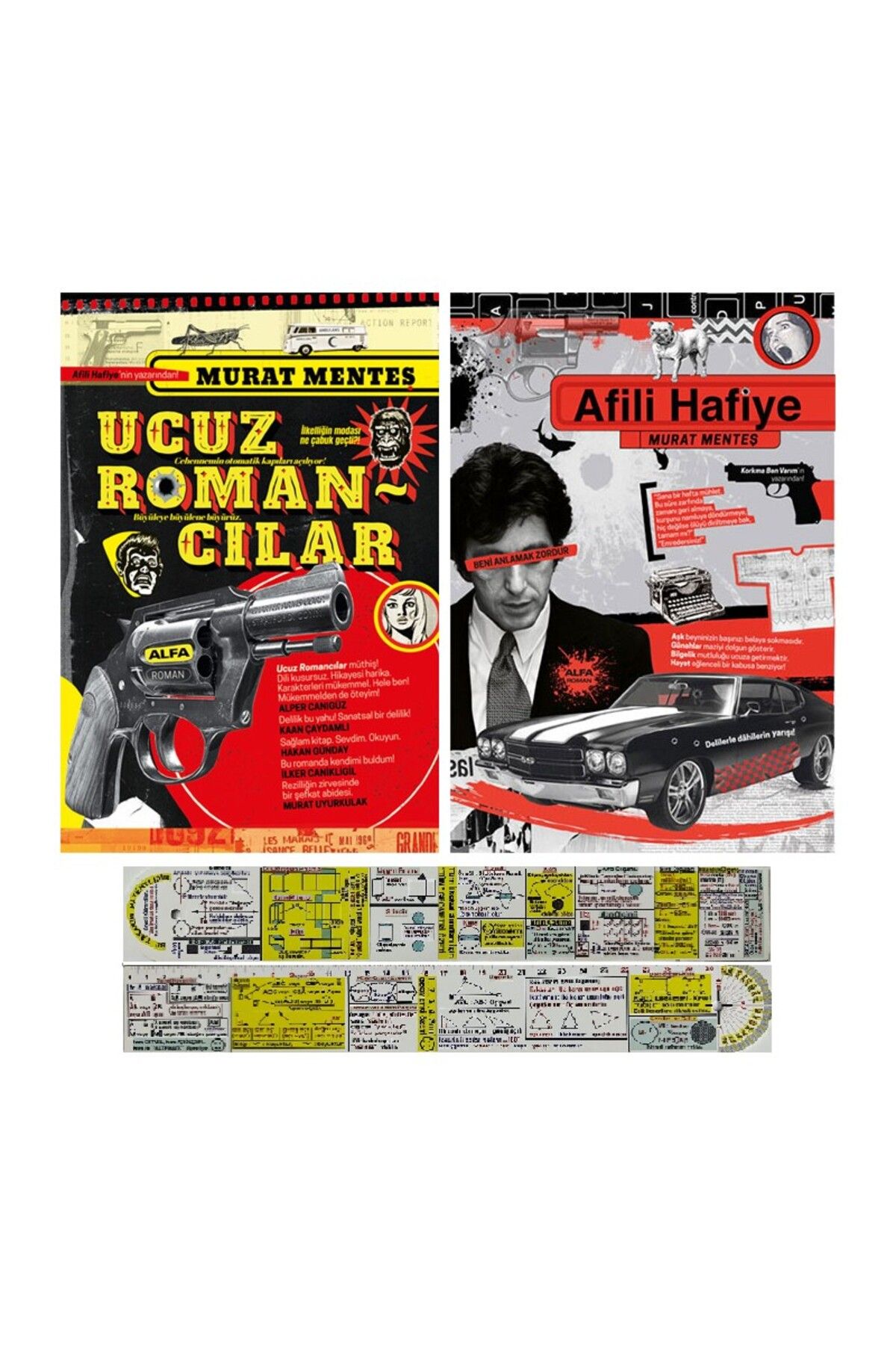 Alfa Yayınları Ucuz Romancılar - Afili Hafiye - 2 Kitap - Murat Menteş + Matematik Öğreten Cetvel