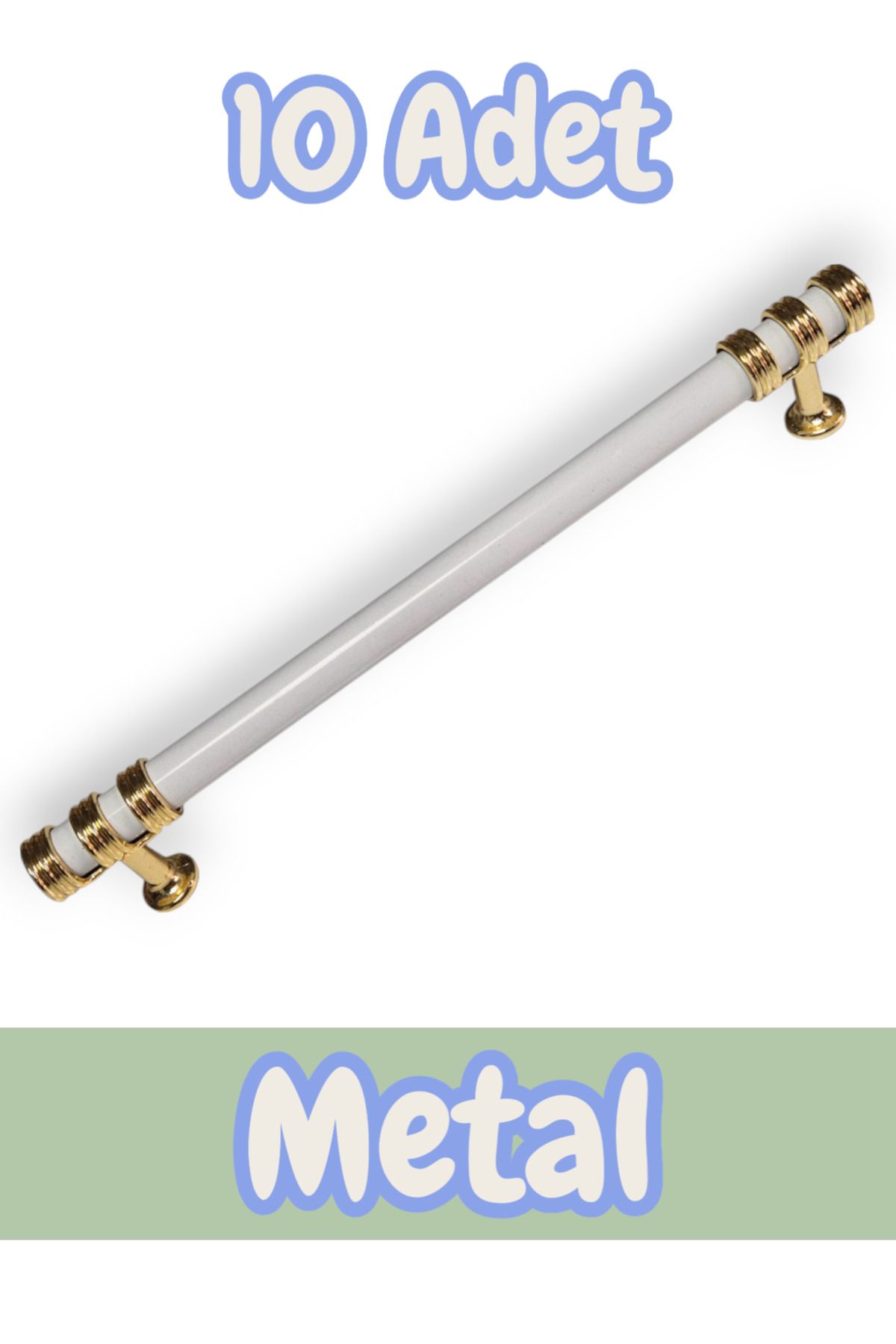 onderhomestore Nesli Alüminyum Metal Lüks Modern Mobilya Çekmece Mutfak Dolabı Kulpu Beyaz-Altın (10 Adet)