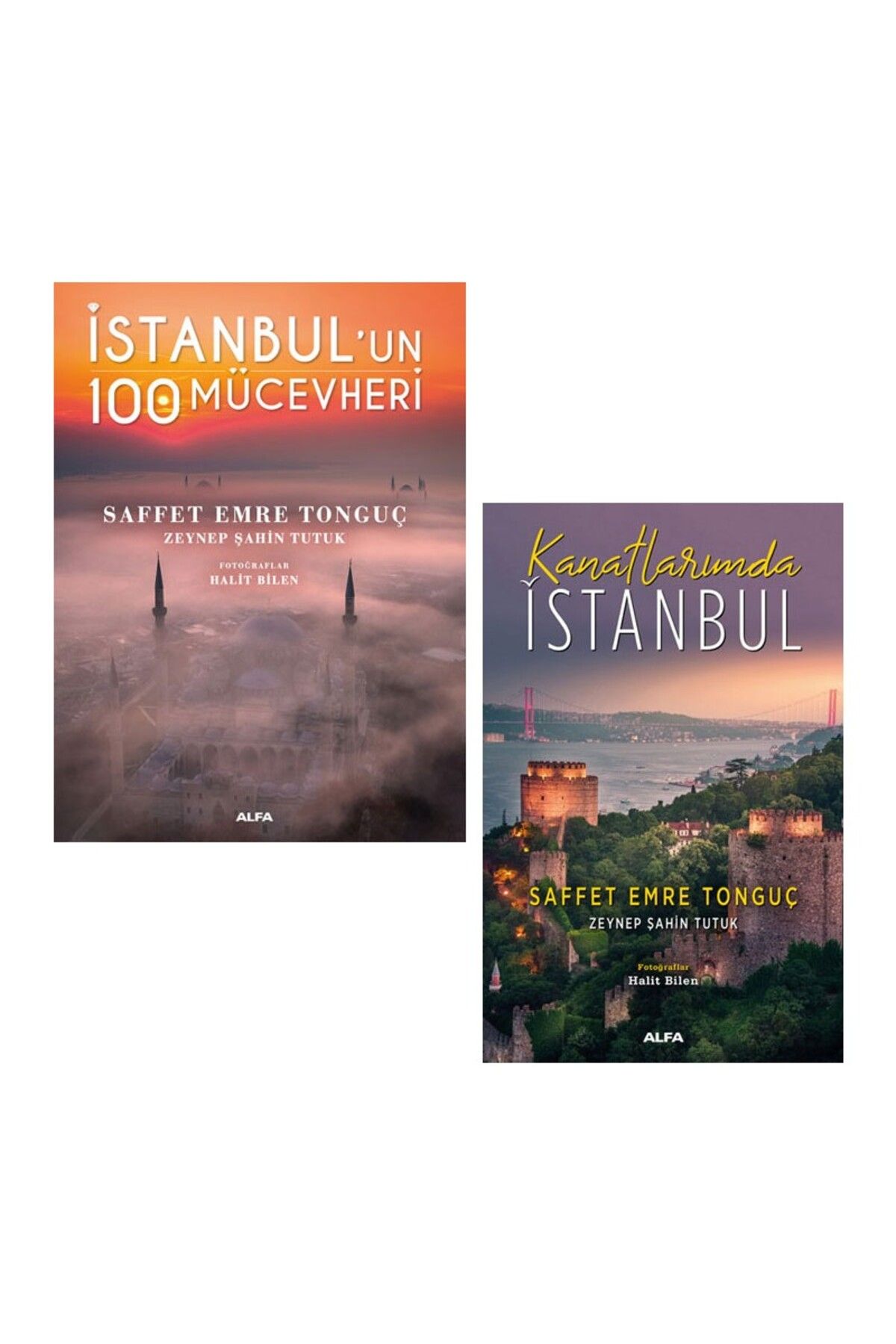 Alfa Yayınları Istanbul'un 100 Mücevheri + Kanatlarımda Istanbul 2 Kitap Set - Saffet Emre Tonguç