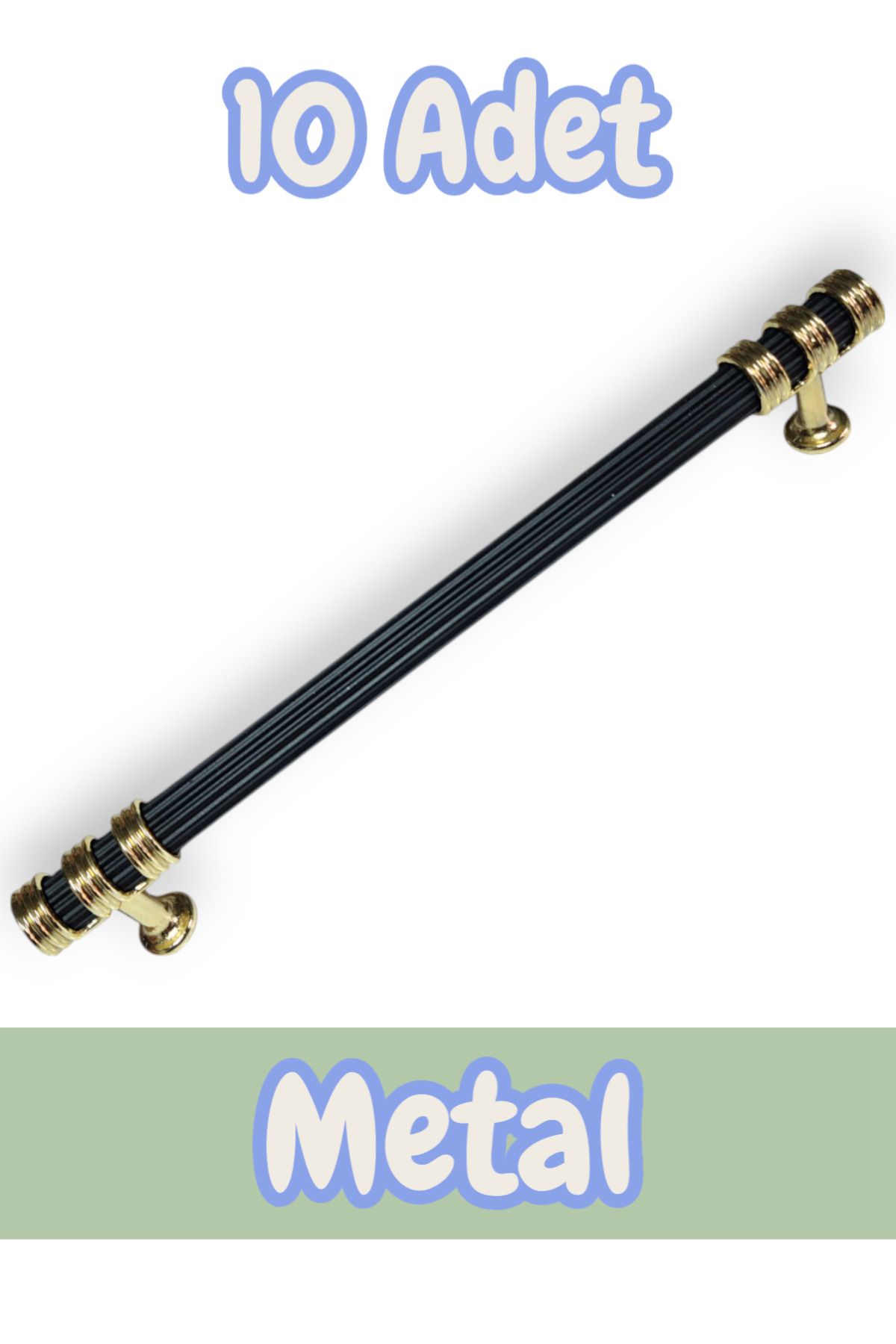 onderhomestore Çizgili Nesli Alüminyum Metal Lüks Modern Mobilya Çekmece Mutfak Dolabı Kulpu Siyah-Altın (10 Adet)