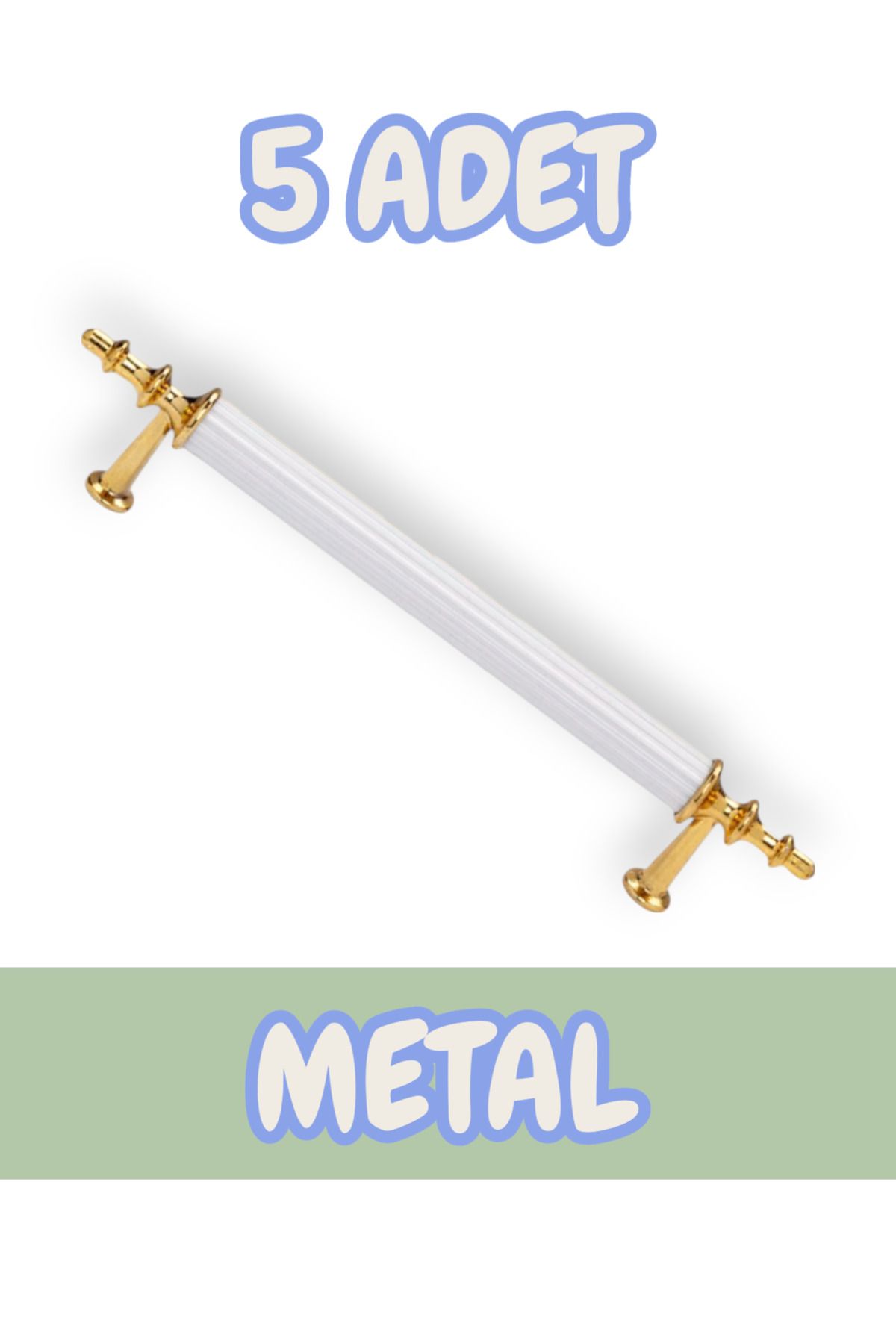 onderhomestore Tuana Rustik Alüminyum Metal Lüks Modern Mobilya Çekmece Mutfak Dolabı Kulpu Beyaz-Altın (5 Adet)