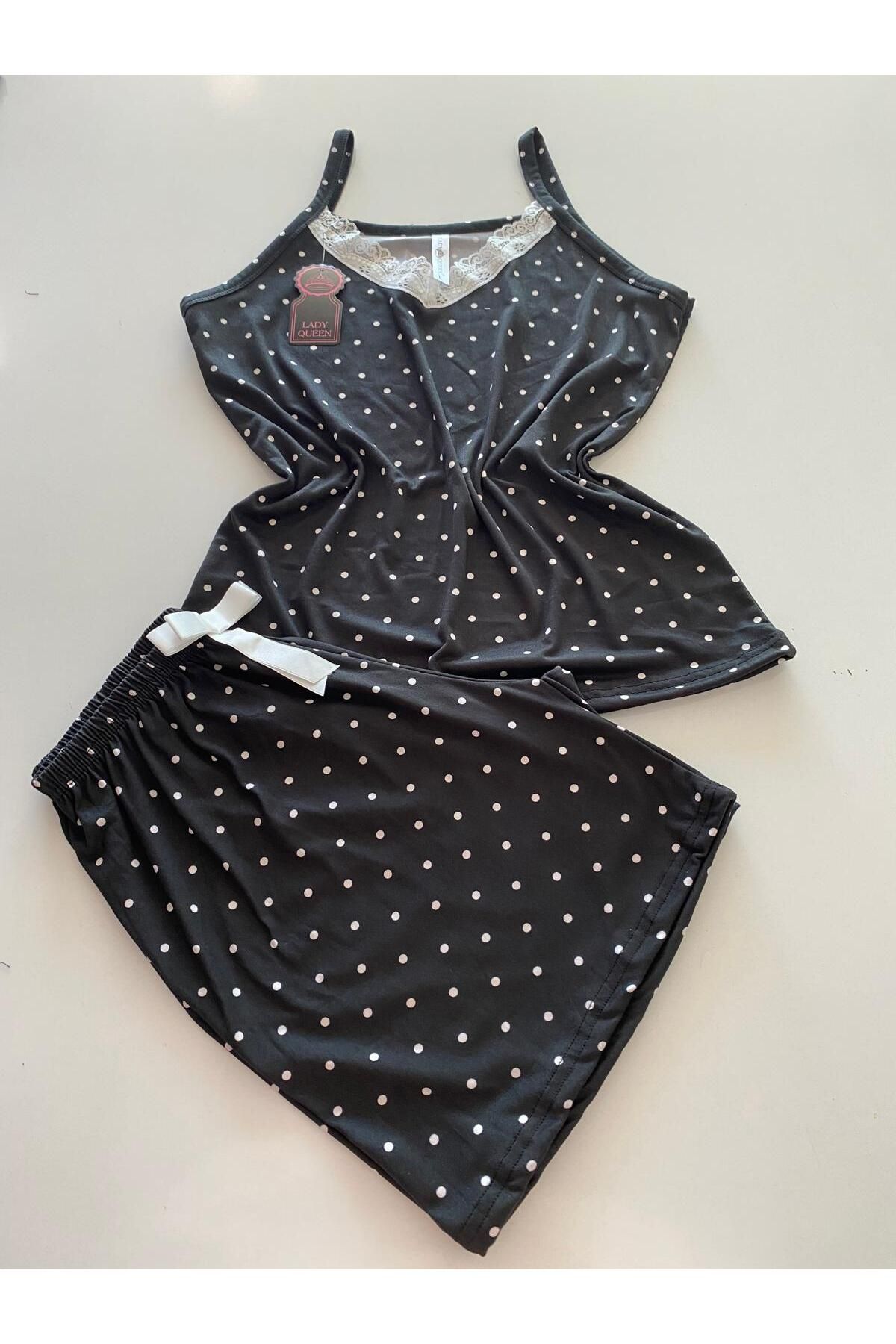 Lady Queen milan dantelli şortlu pijama takımı
