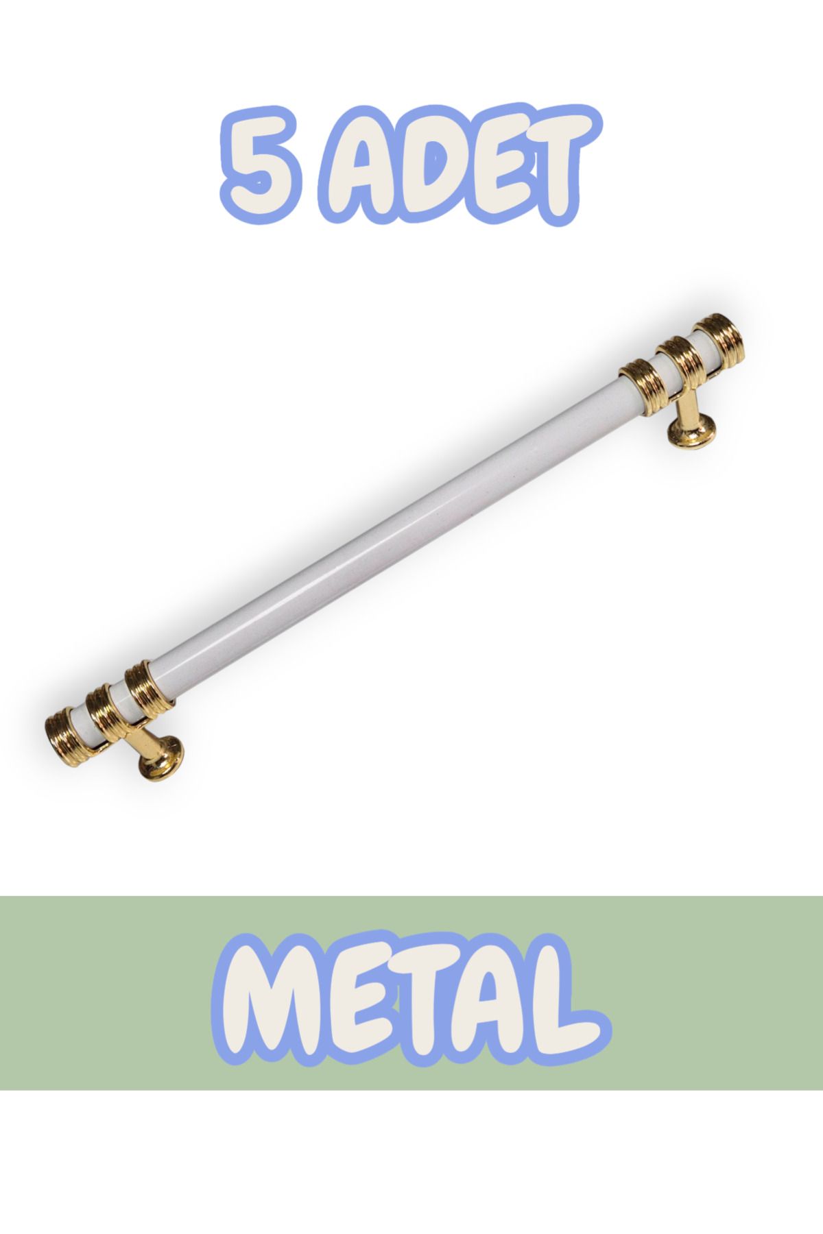 onderhomestore Nesli Alüminyum Metal Lüks Modern Mobilya Çekmece Mutfak Dolabı Kulpu Beyaz-Altın (5 Adet)