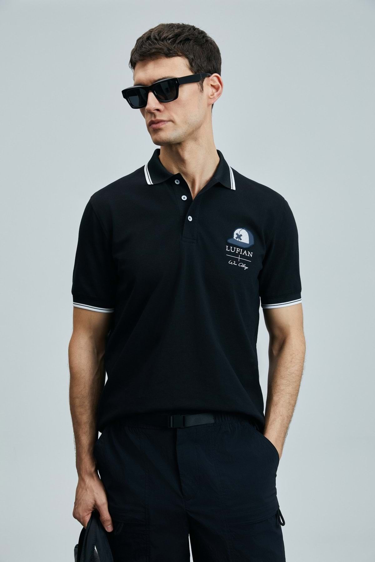 Kocamanlar Ayakkabı Lufian 111040223 Sandor Smart Polo Yaka Tişort Erkek T-Shirt SİYAH