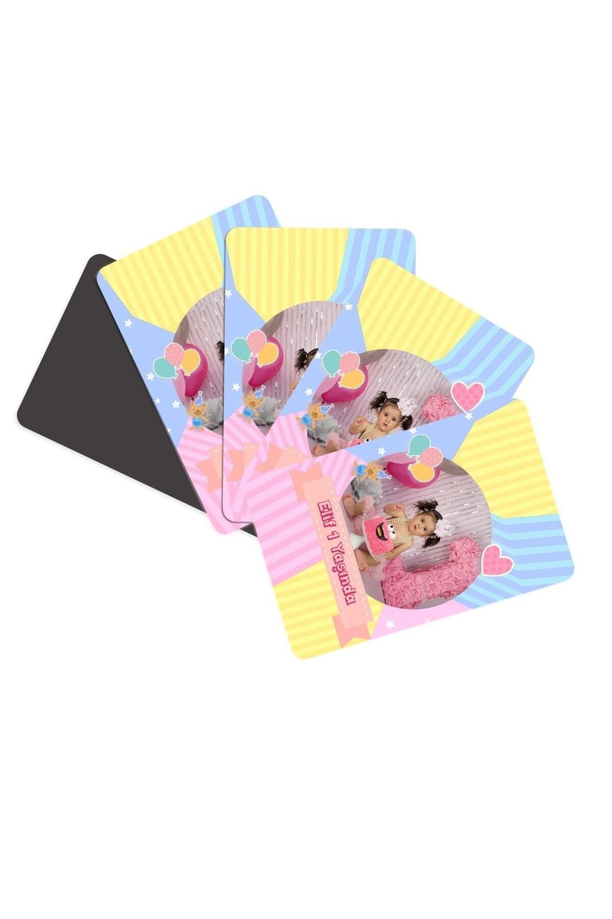 Elioure Renkli Kız Bebek 1 Yaş Doğum Günü Magnetleri, 16'lı Paket, 6x9 Cm