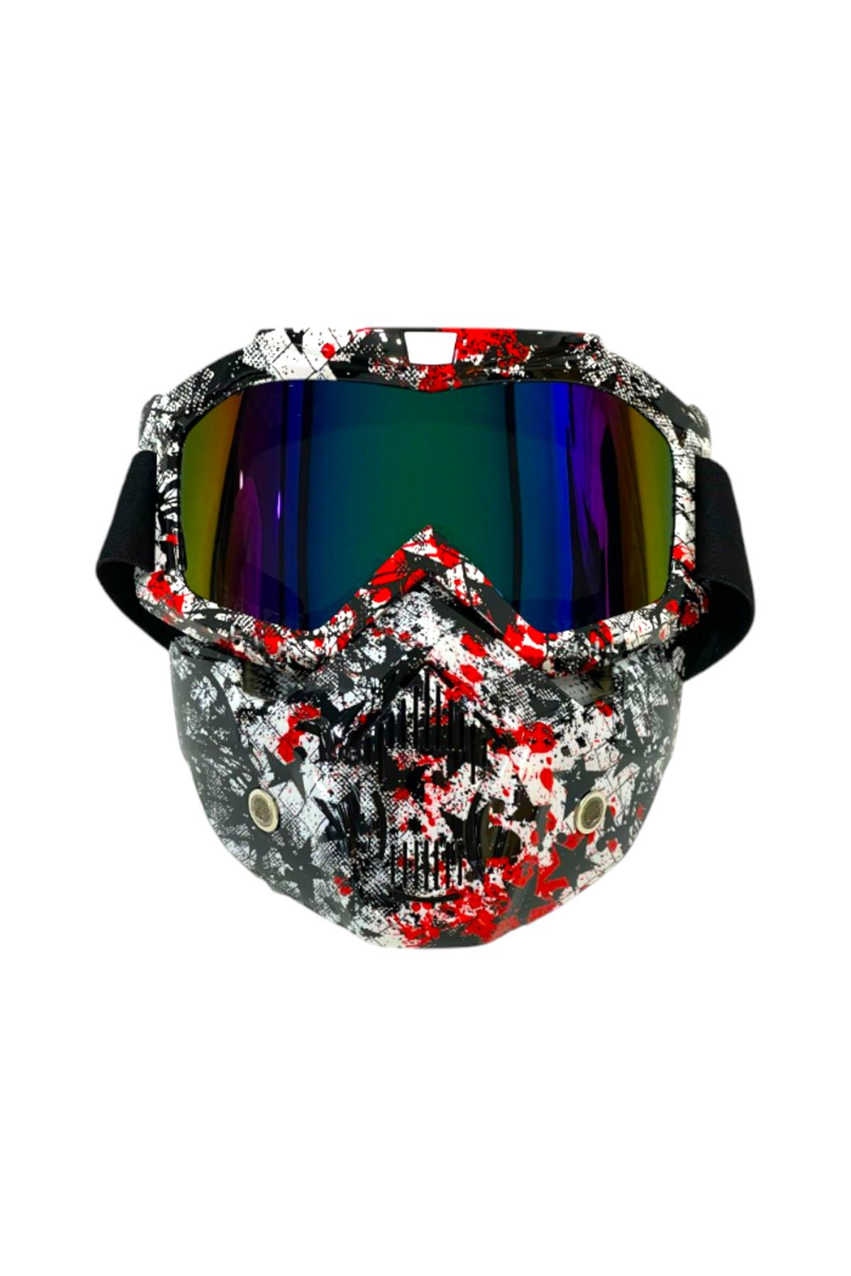 Tex 710 Jet Kask Maskesi Desenli Kırmızı-Beyaz