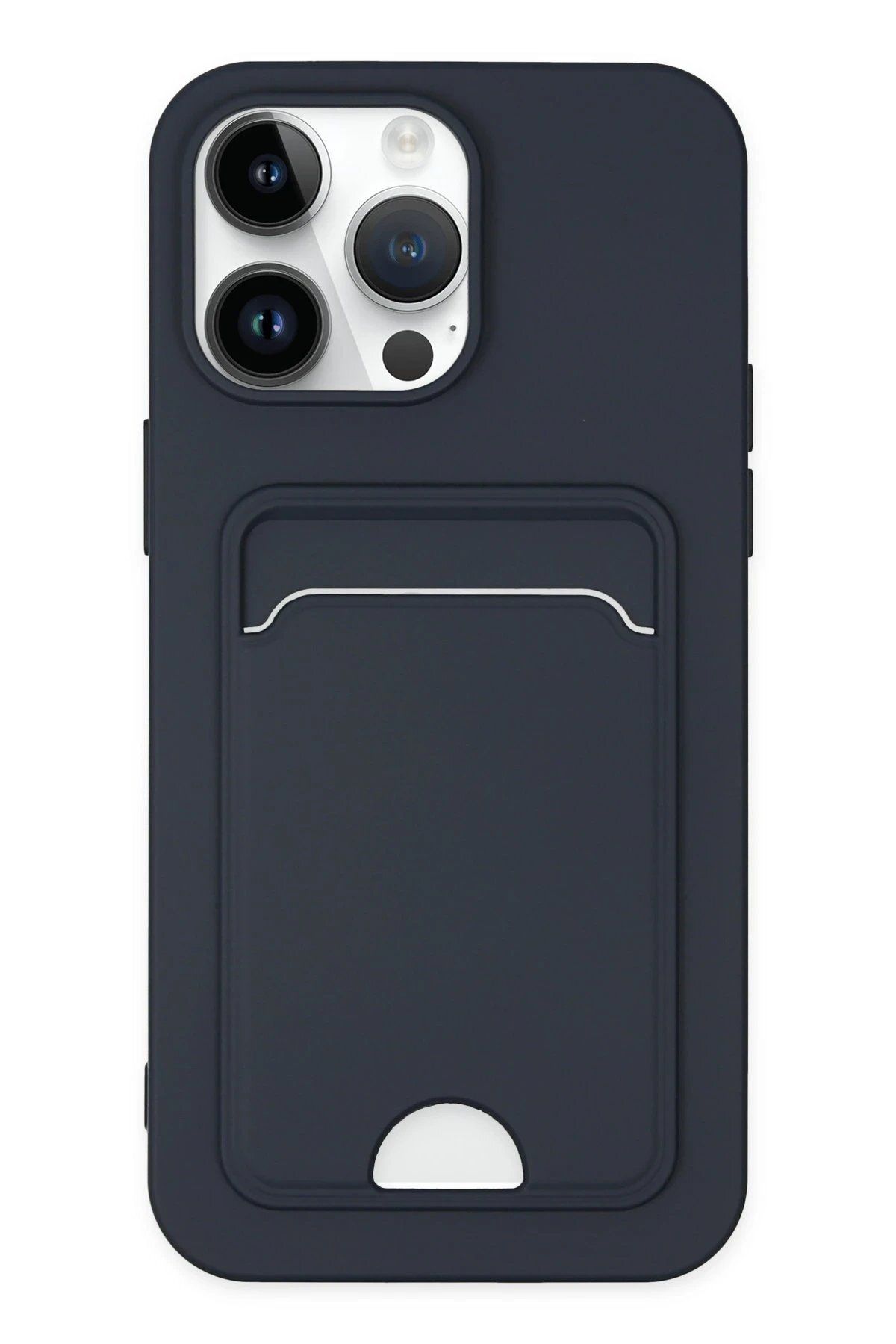 CepteToptan Newface iPhone 14 Pro Kılıf Kelvin Kartvizitli Silikon - Lacivert