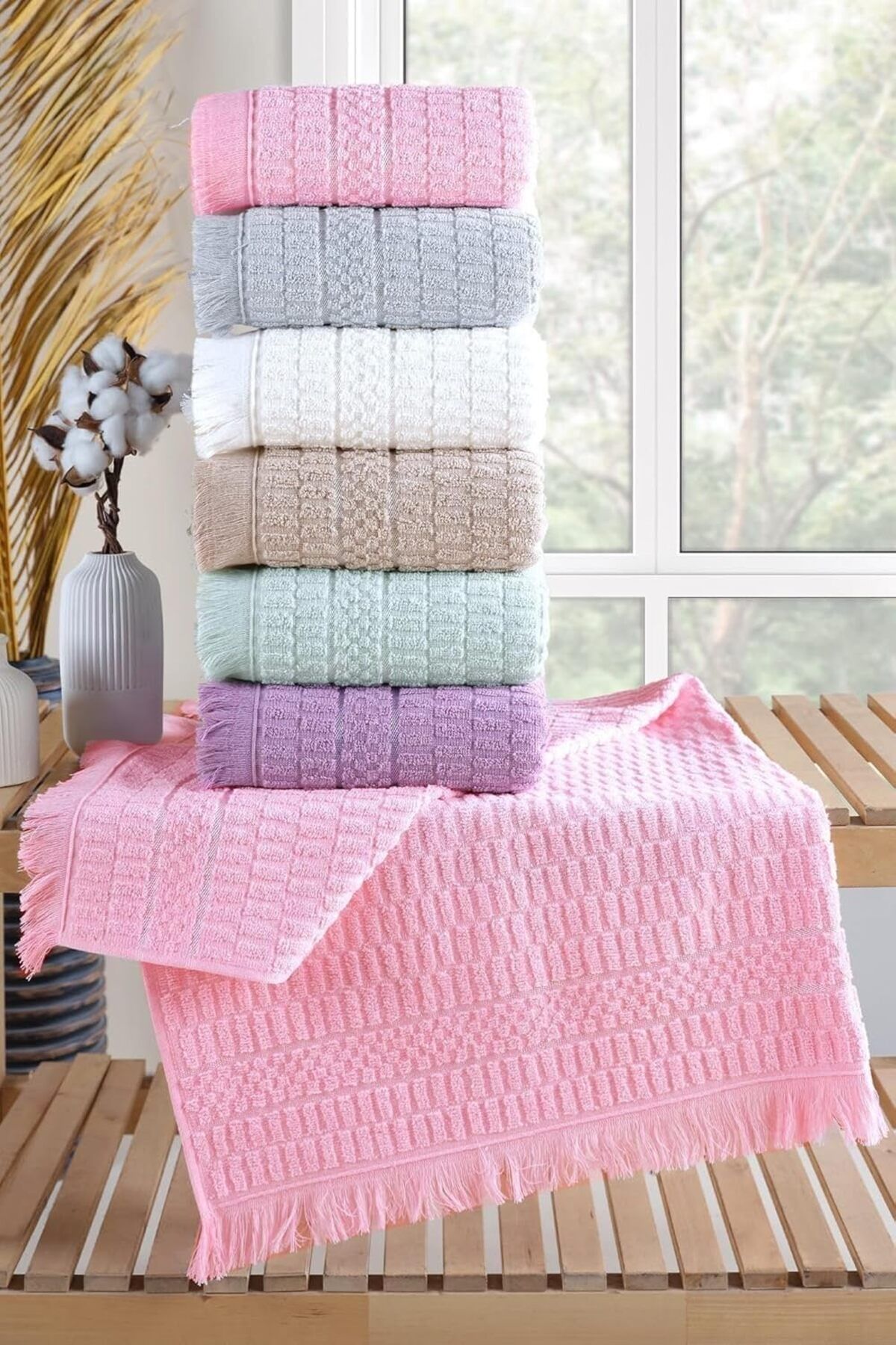 KDROĞLU plamystical Tekstil Aysu | 6'lı 50x90 cm El&Yüz Havlu Seti Pembe newing 1139529