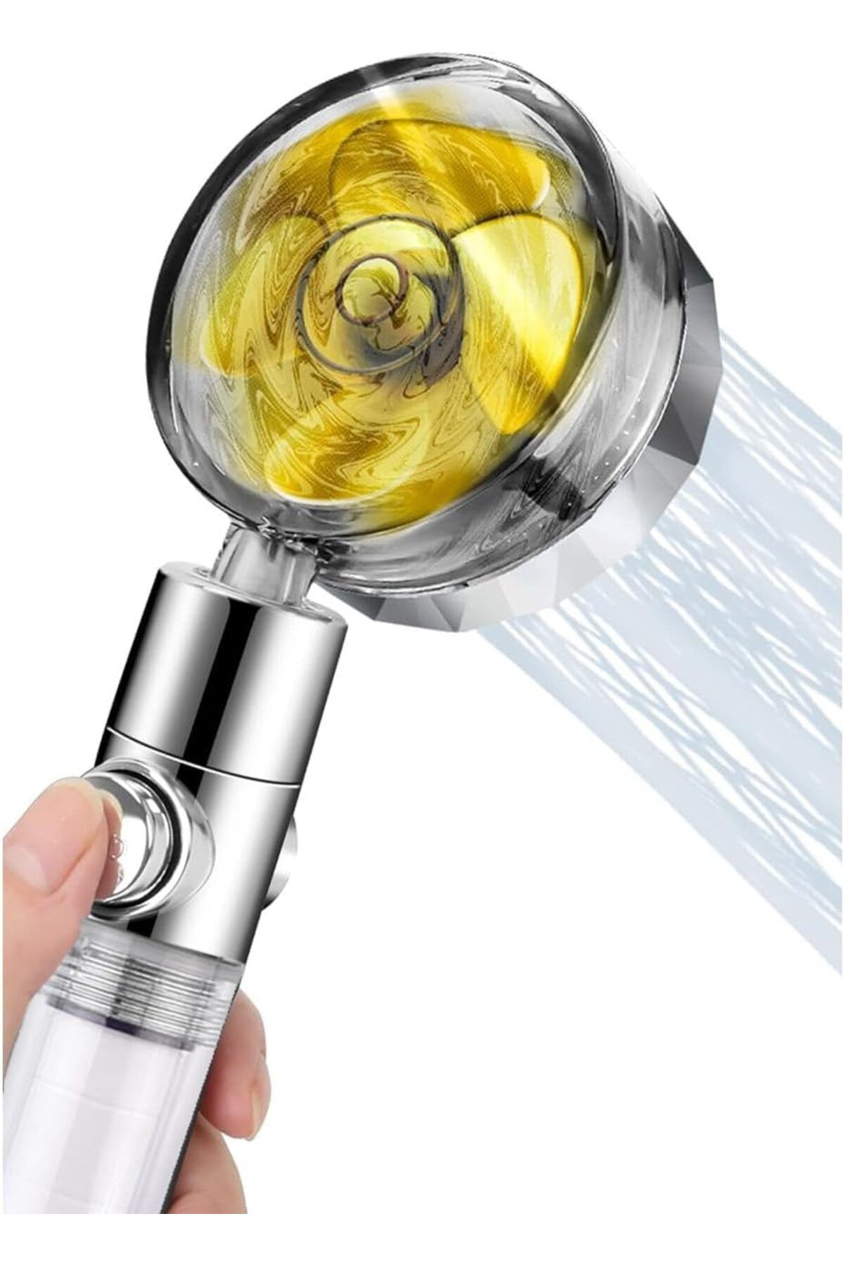 KDROĞLU plamystical Led Işıklı Duş Başlığı Pervaneli Filtreli Su Tasarruflu Duş Başlıgı Turbo El