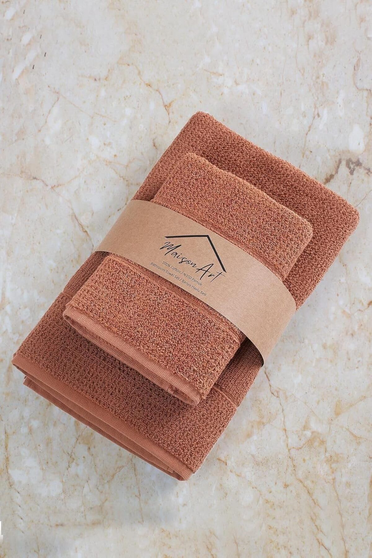 KDROĞLU plamystical Tekstil Royal | 50x90-70x140 Cm 2'Li Banyo Havlu Seti,%100 Pamuklu Havlu Takımı Kiremi