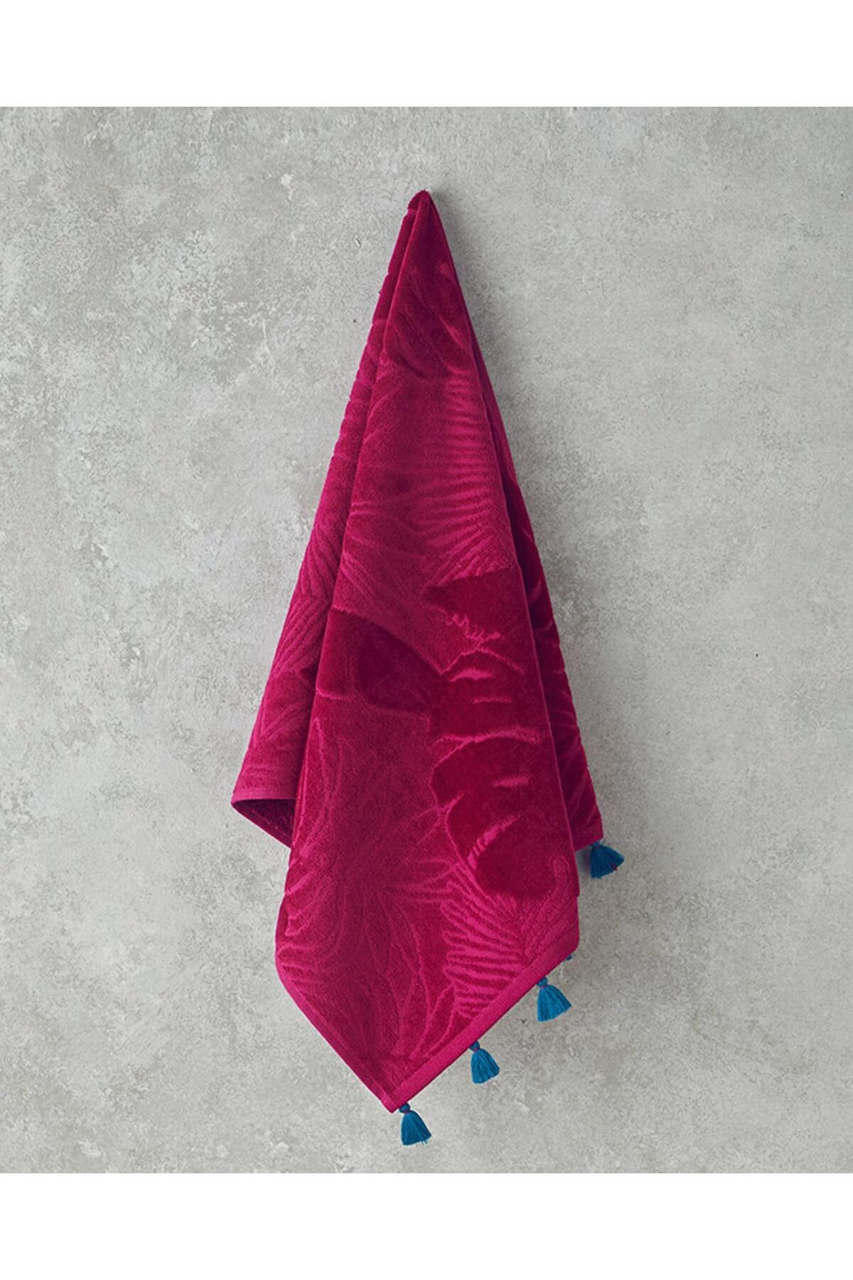 KDROĞLU plamystical Home Allover Palmy Pamuklu Yüz Havlusu 50x80 cm Fuşya newing 1139529