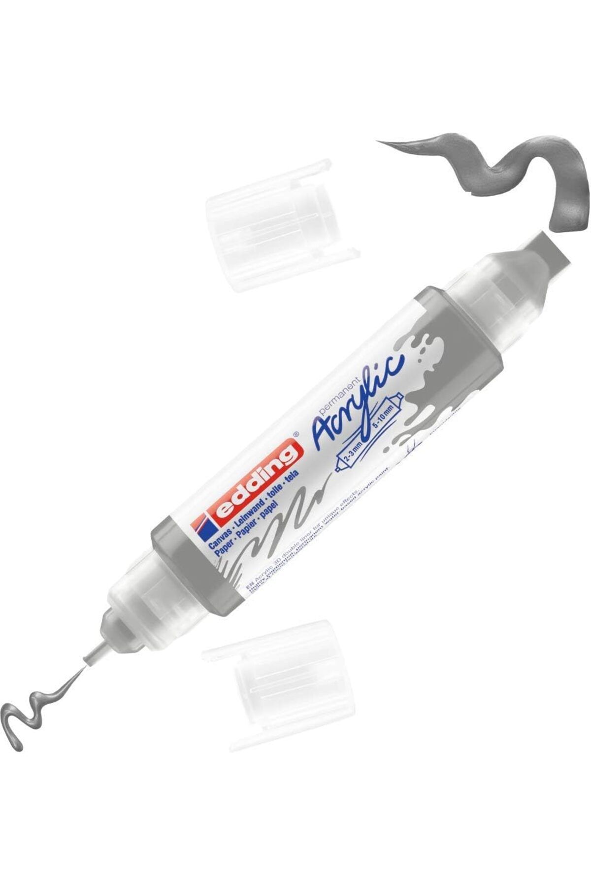KDROĞLU 5400 akrilik 3D double liner - gümüş - 1 çift uçlu akrilik tüp - 2-3 mm ve 5-10 mm