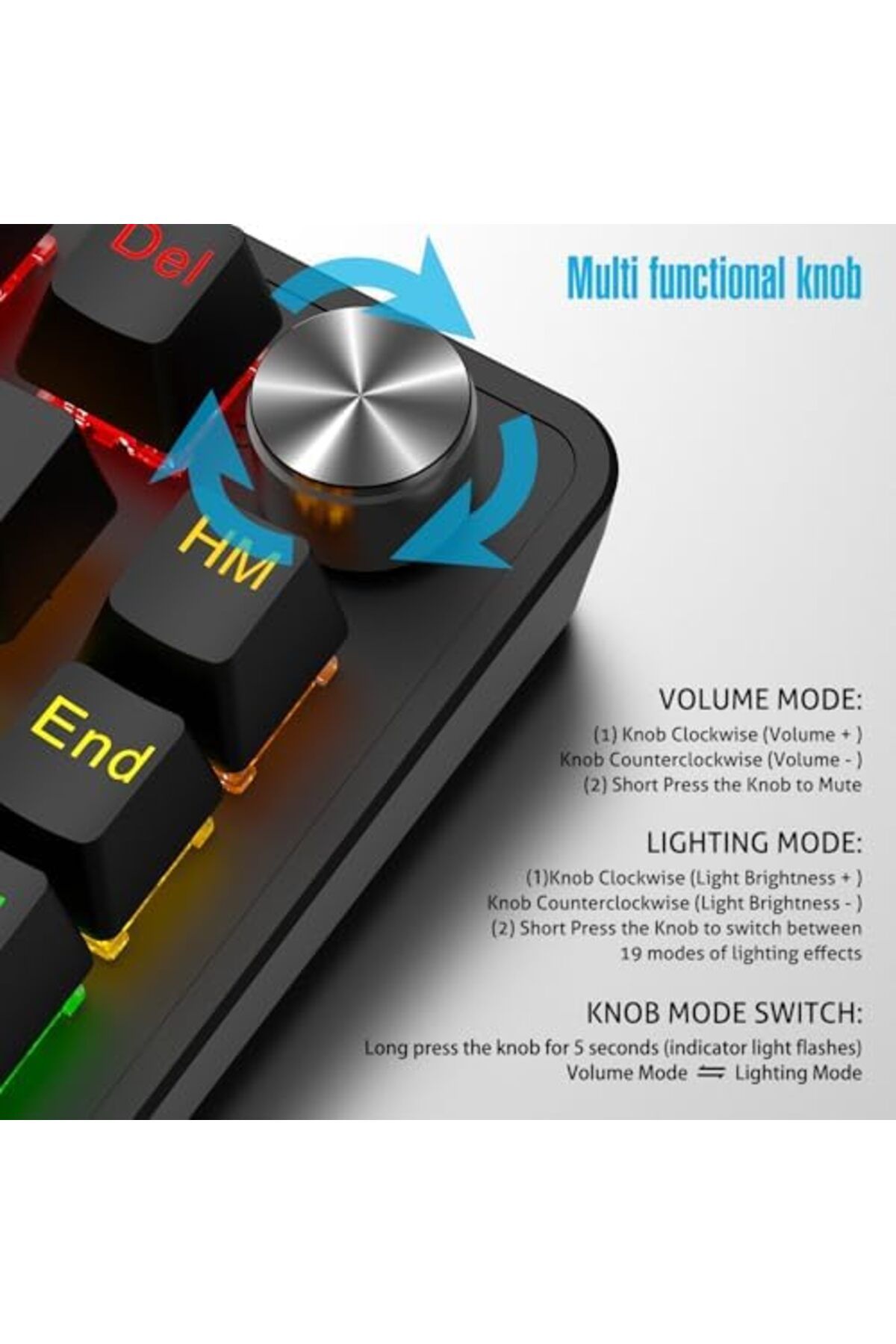ROCK POW-70% Gaming Keyboard, Arabic English 82 Keys Mechanical Keyboard with RGB Backlit 19 Modes 6