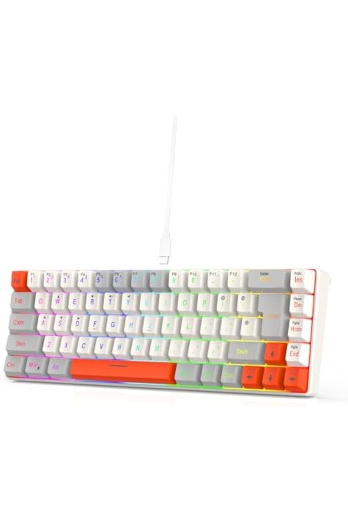 ROCK POW-60% Wired Gaming Keyboard, RGB Backlit Mini Keyboard, Waterproof Small Ultra-Compact 68 Key 8