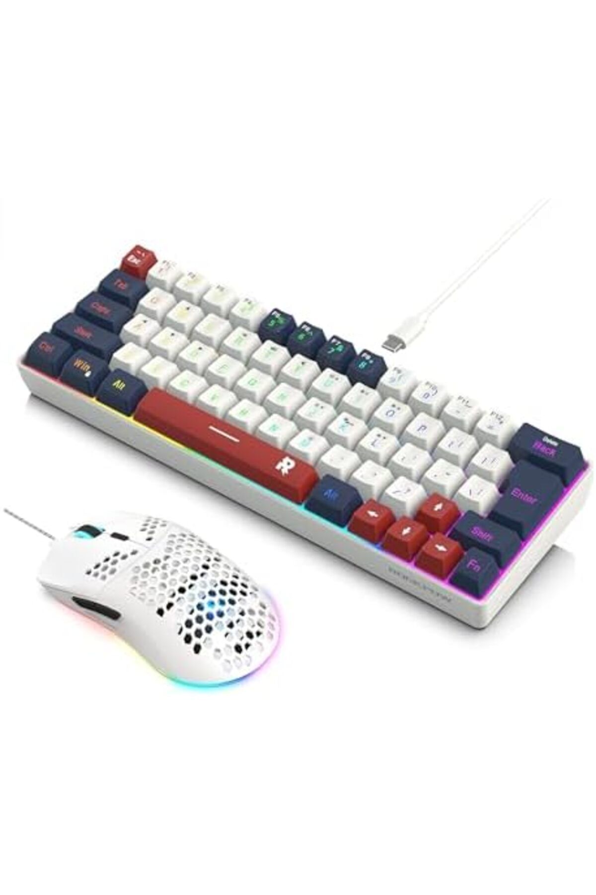 ROCK POW-Wired Gaming Keyboard and Mouse Combo, 60%, RGB Backlit 2