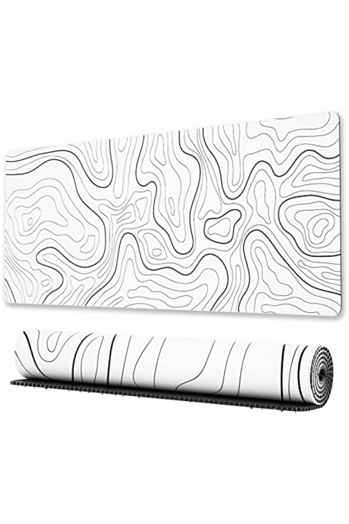 NO N4ME-Ovenbird Large Gaming Mouse Pad with Stitched Edges, Minimalist Topographic Map Desk Mat, Extended X 2