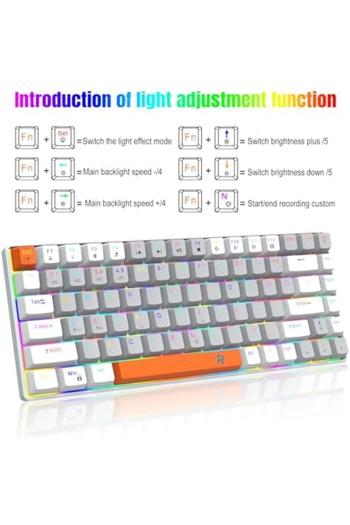 ROCK POW-Mechanical Gaming Wired Keyboard 70% Rock Pow, 84 RGB Backlit Keys, Compact for PC/Mac Gaming and Pr 4