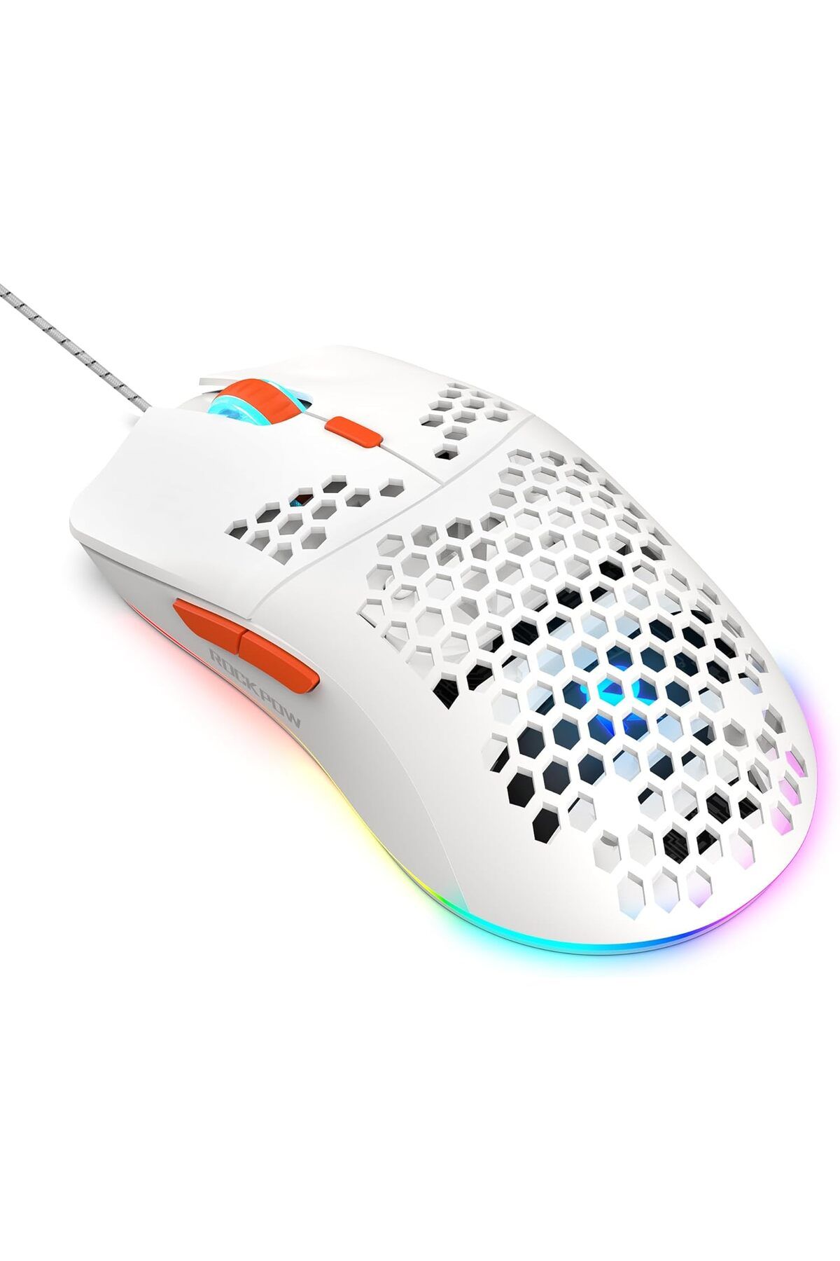 ROCK POW-Gaming Mouse with Honeycomb Design, 8000 DPI, Optical Sensor, 6 Programmable Buttons, RGB W 1