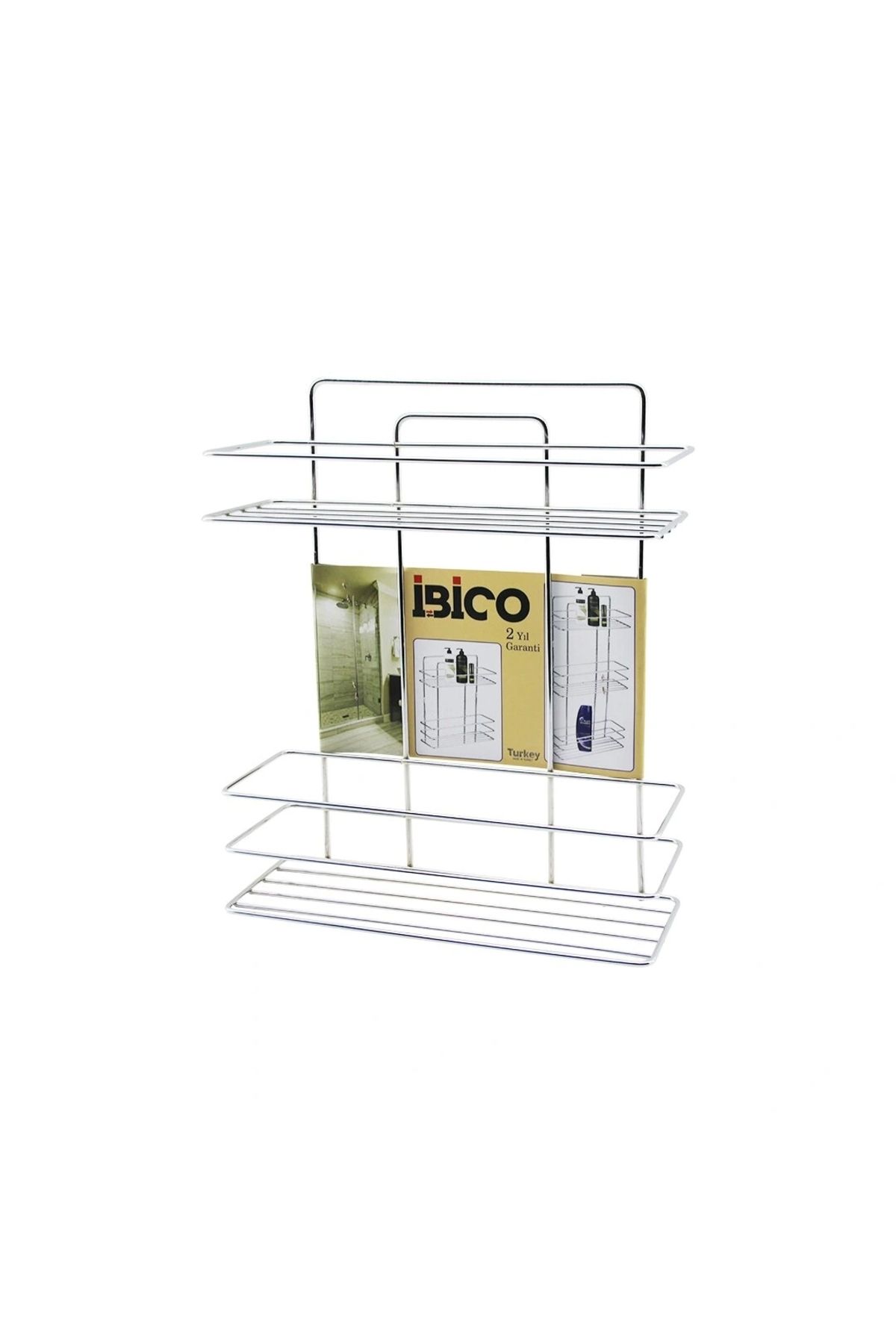 shopwave 2 Katli - Di̇kdörtgen Krom Metal Banyo Köşeli̇k - Duşkabi̇n Raf - Şampuanlik (5047)