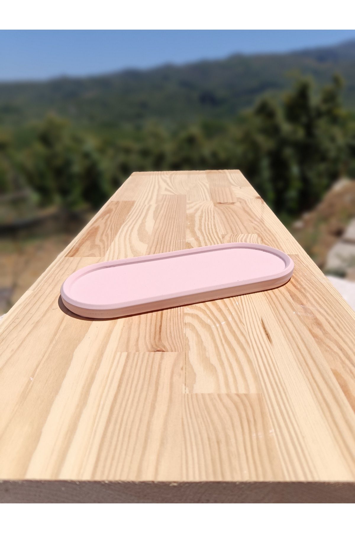 DemCey Home Oval Taş Tepsi Takı Standı Dekoratif Bohem Altlık