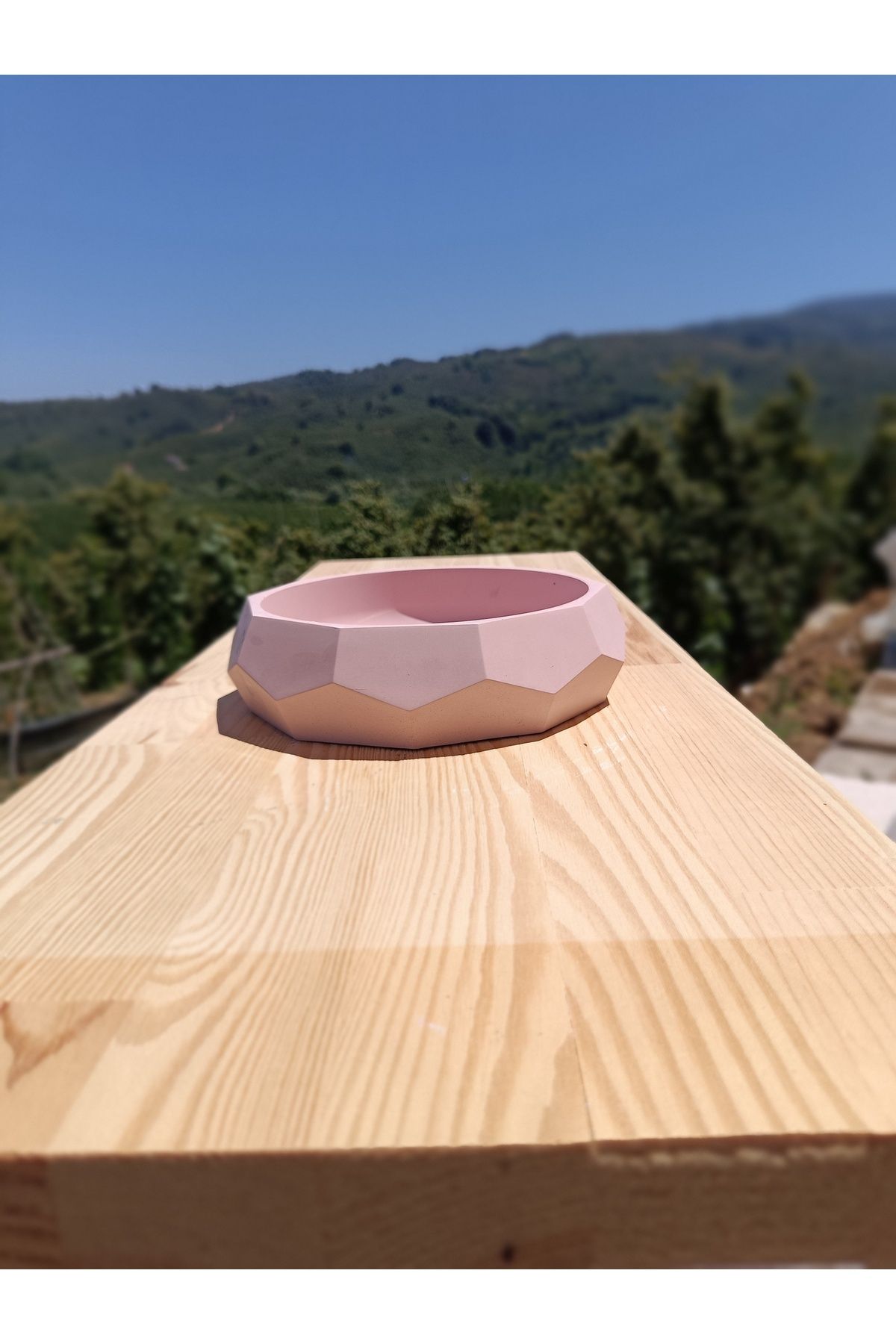 DemCey Home Geometrik Beton Taş Kase Şekerlik Dekoratif Bohem Sunum Tabağı
