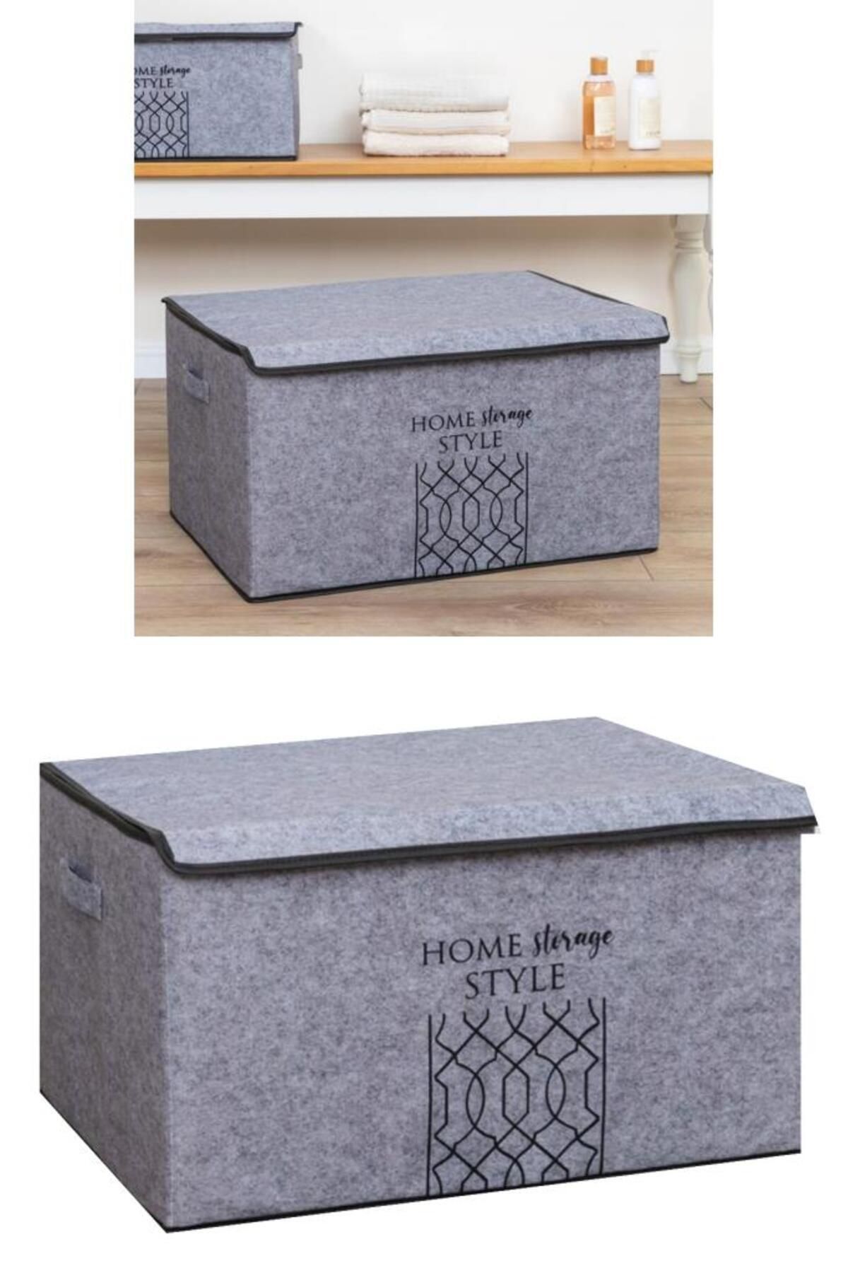 teknotrust Gri Keçe Kapaklı Çok Amaçlı Düzenleyici Kutu 57x41x31 cm