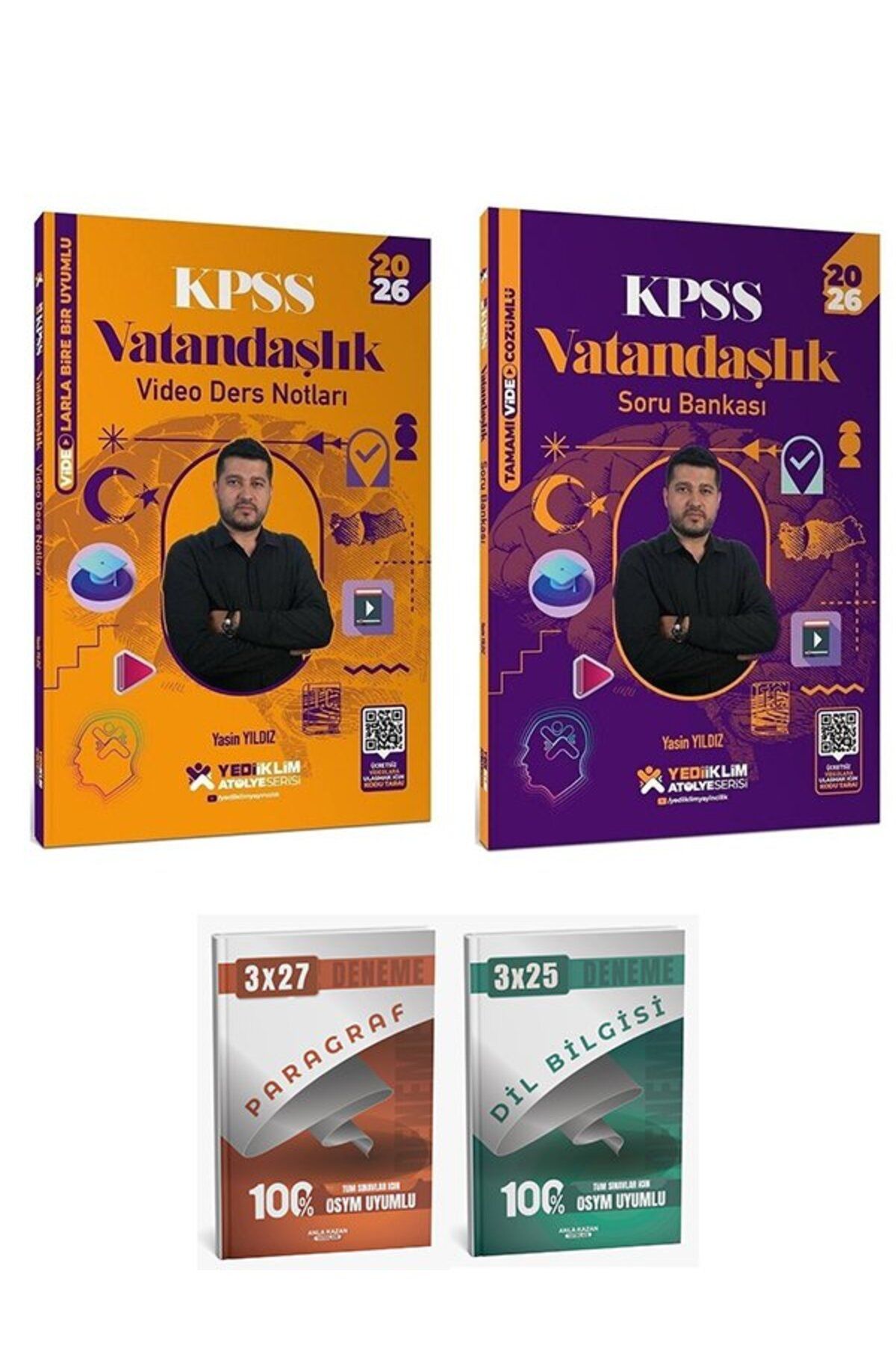 Anla Kazan Yayınları Yediiklim 2026 KPSS Vatandaşlık Atölye Video Ders Notları + Soru Bankası 2 li Set - Yasin Yıldız Yed