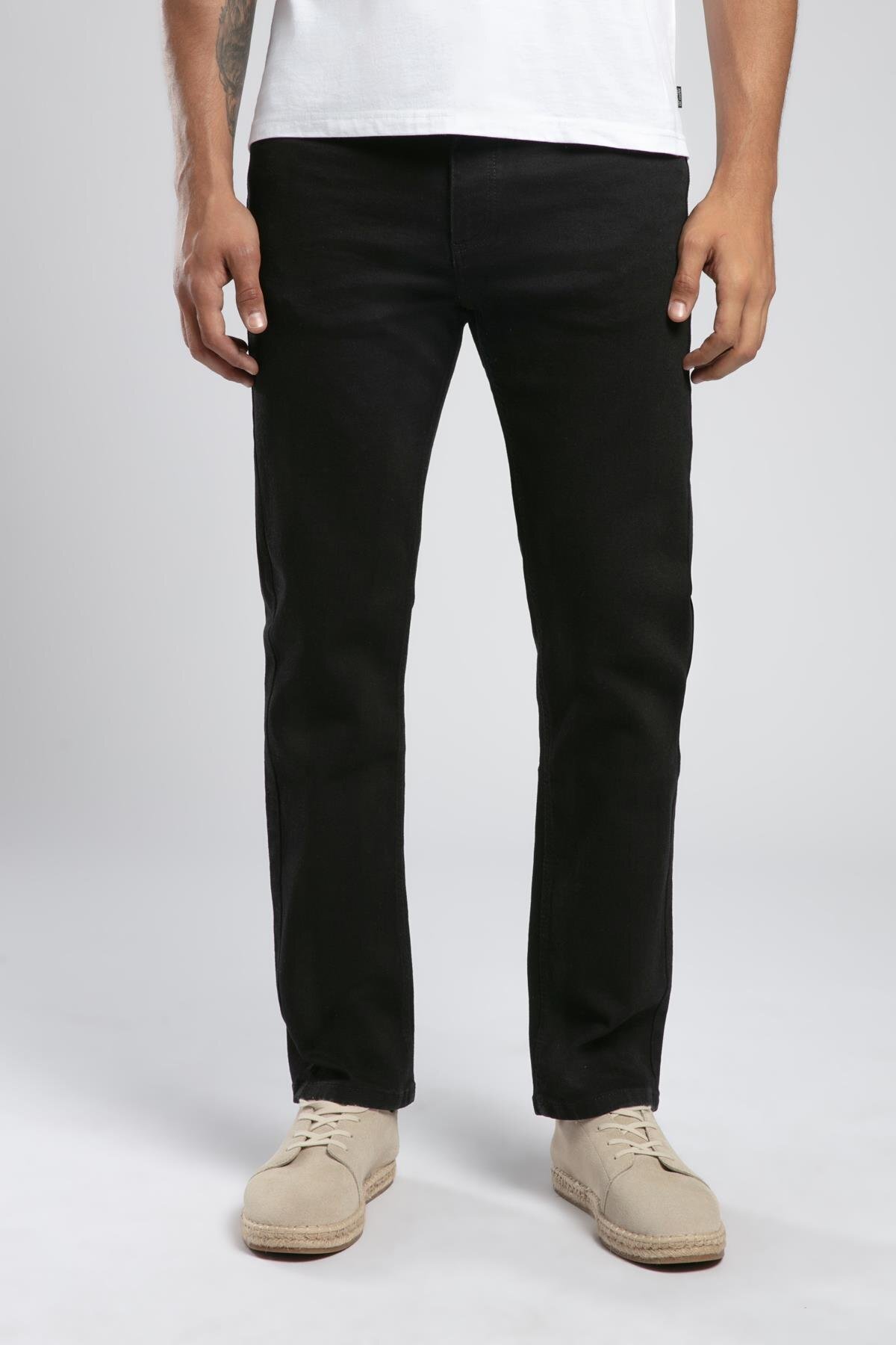 Lee Cooper Rico Yüksek Bel Normal Kesim Düz Paça Siyah Erkek Jean Pantolon görsel 2