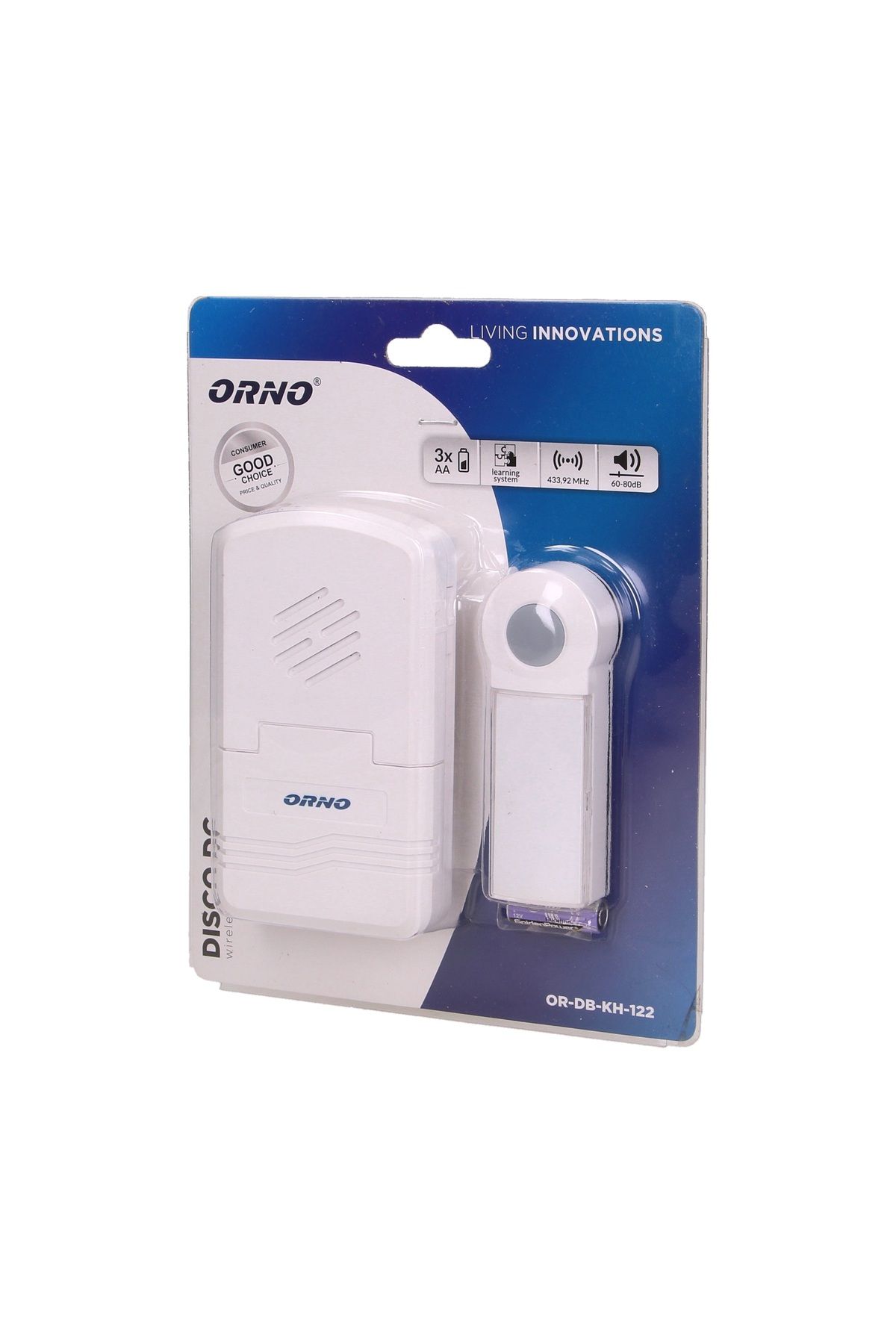 Orno-Sonerie wireless DISCO DC OR-DB-KH-122, conexiune automată, IP44, 1 ton, 60-80 dB, 70 m 3