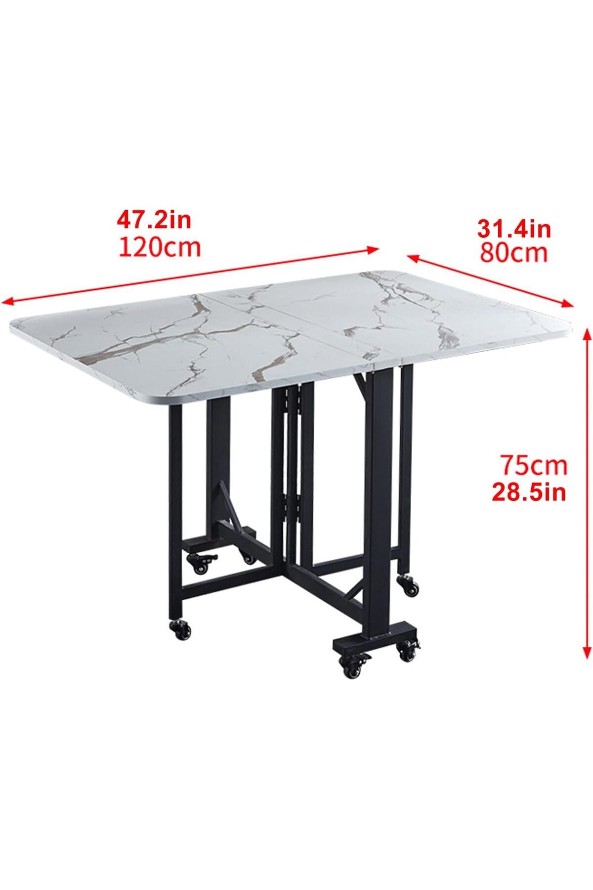 Generic-Folding Dining Table Set for 4 8 People Space Saving Butterfly Design with Metal Frame and Solid Woo 3