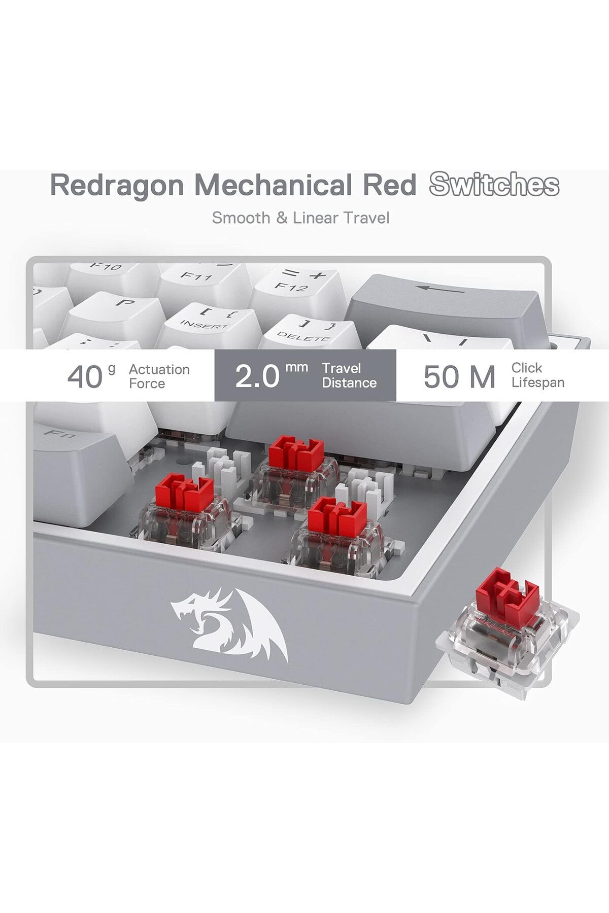 REDRAGON-K617 Fizz 60% Wired RGB Gaming Keyboard, 61 Keys Compact Mechanical Keyboard w/White and Gr 9
