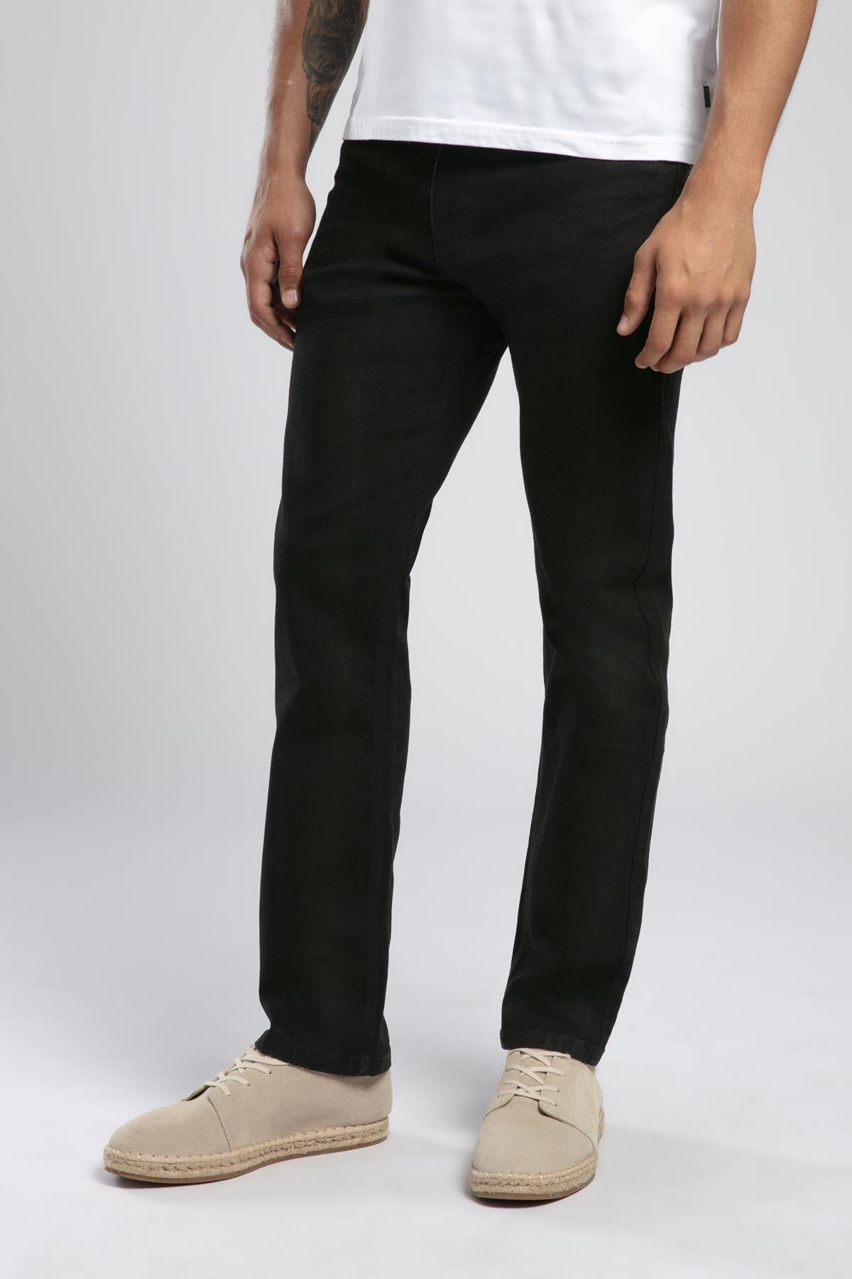 Lee Cooper Rico Yüksek Bel Normal Kesim Düz Paça Siyah Erkek Jean Pantolon görsel 3