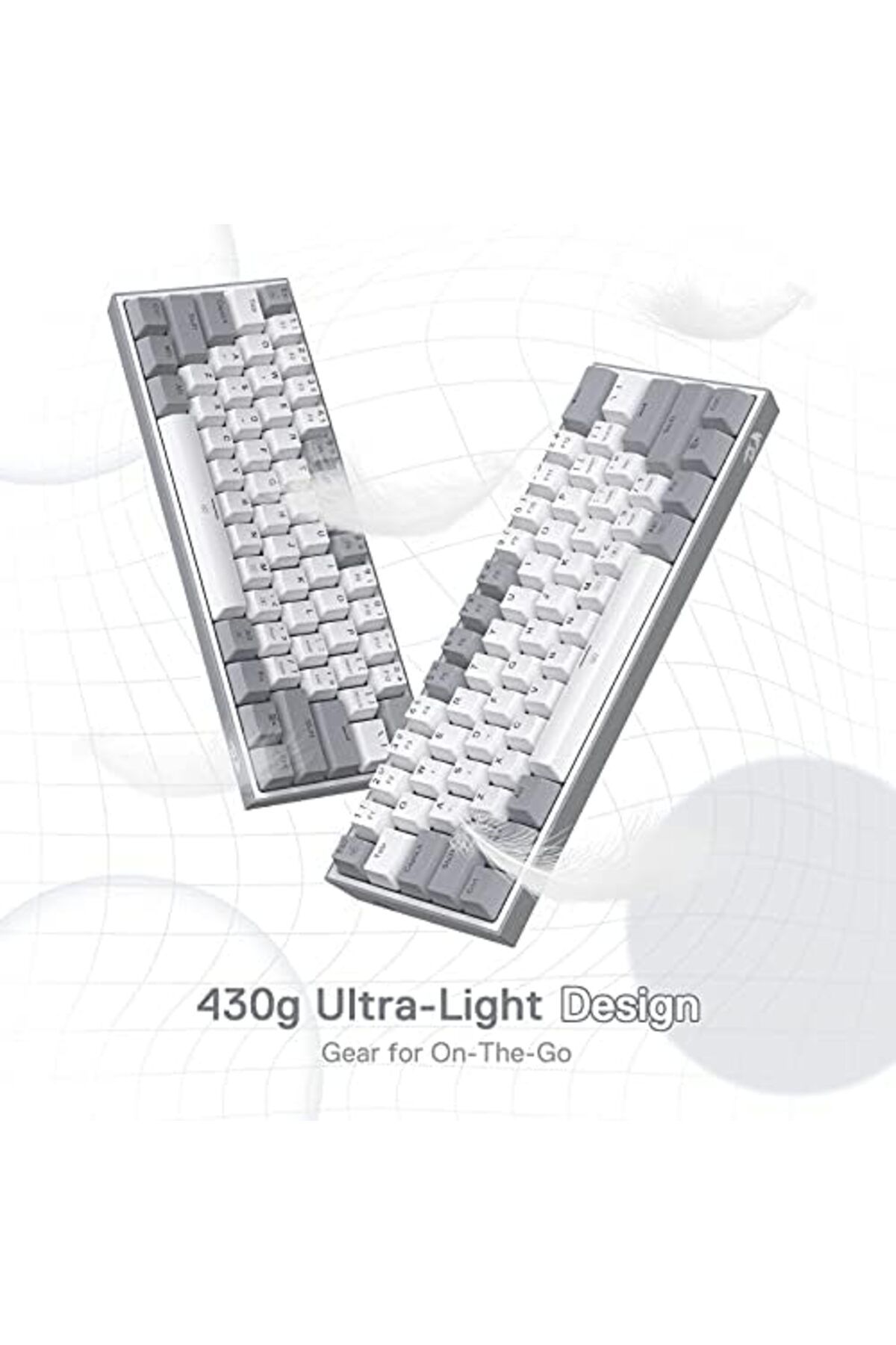 REDRAGON-K617 Fizz 60% Wired RGB Gaming Keyboard, 61 Keys Compact Mechanical Keyboard w/White and Gr 6