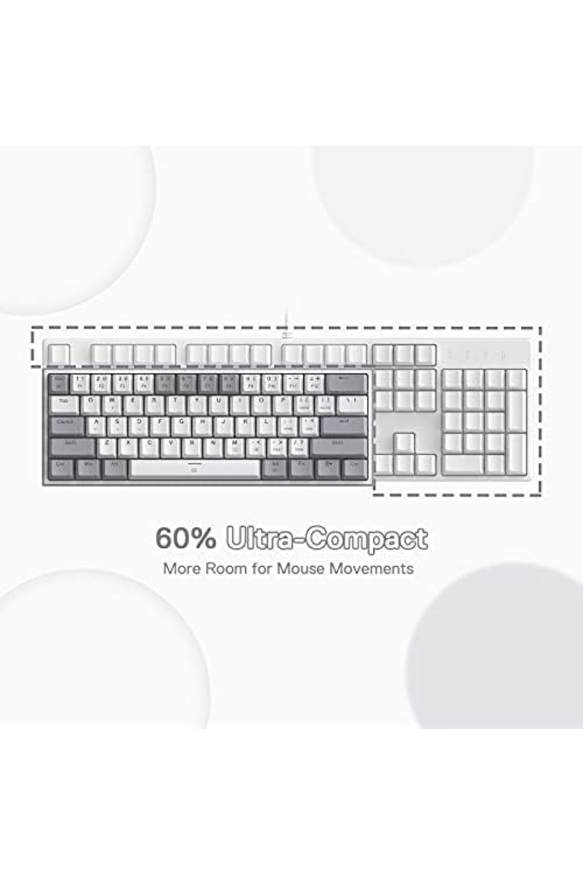 REDRAGON-K617 Fizz 60% Wired RGB Gaming Keyboard, 61 Keys Compact Mechanical Keyboard w/White and Gr 8