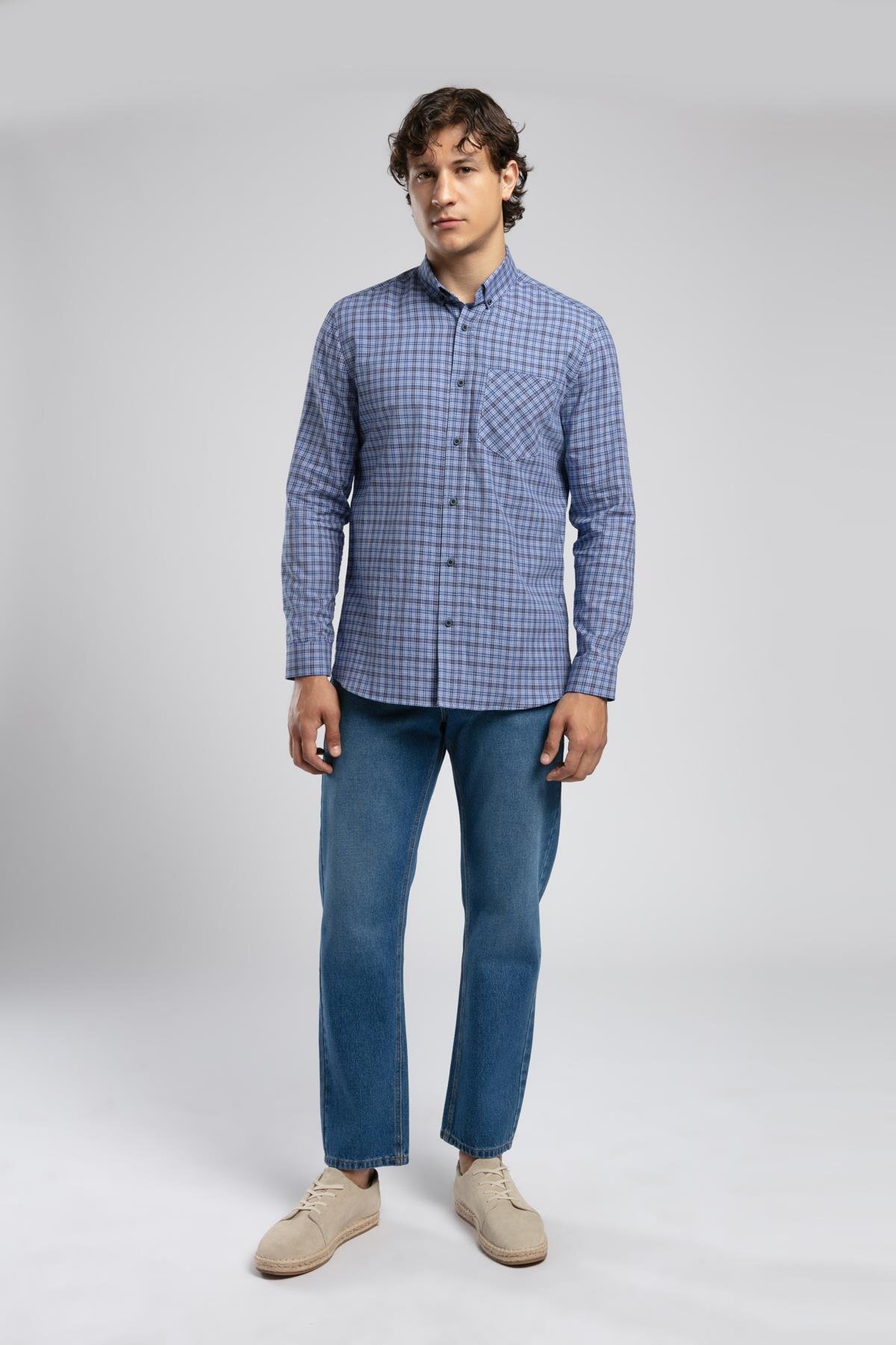 Lee Cooper  Rico Yüksek Bel Normal Kesim Düz Paça Mavi Erkek Jean Pantolon