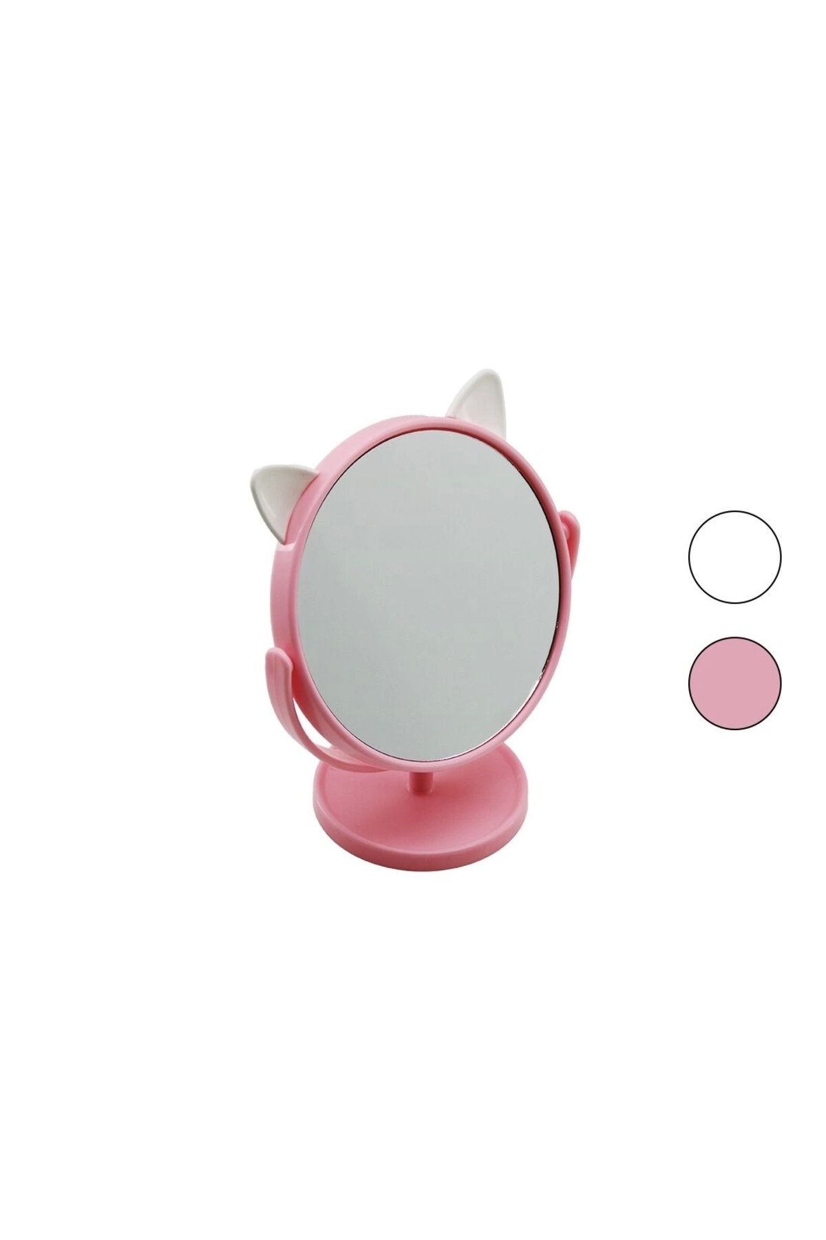 shopwave 6 İNÇ - 15CM - YUVARLAK KULAKLI RENKLİ PLASTİK MAKYAJ AYNASI AYAKLI (5047)