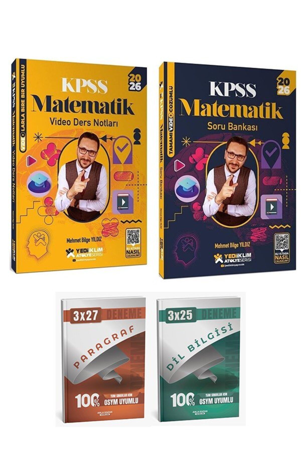Anla Kazan Yayınları Yediiklim 2026 KPSS Matematik Atölye Video Ders Notları + Soru Bankası 2 li Set - Mehmet Bilge Yıldı