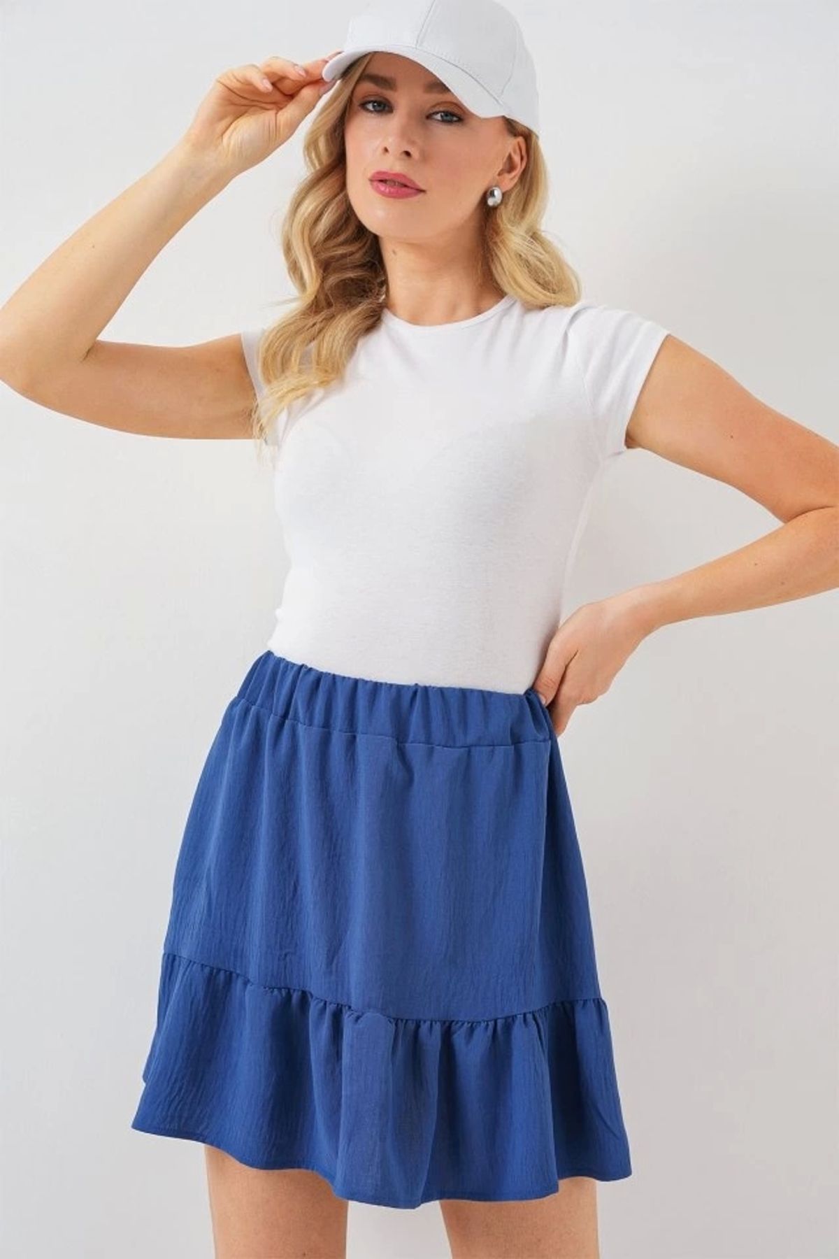 Butik Ayrobin Mini Etek 8054 - İndigo