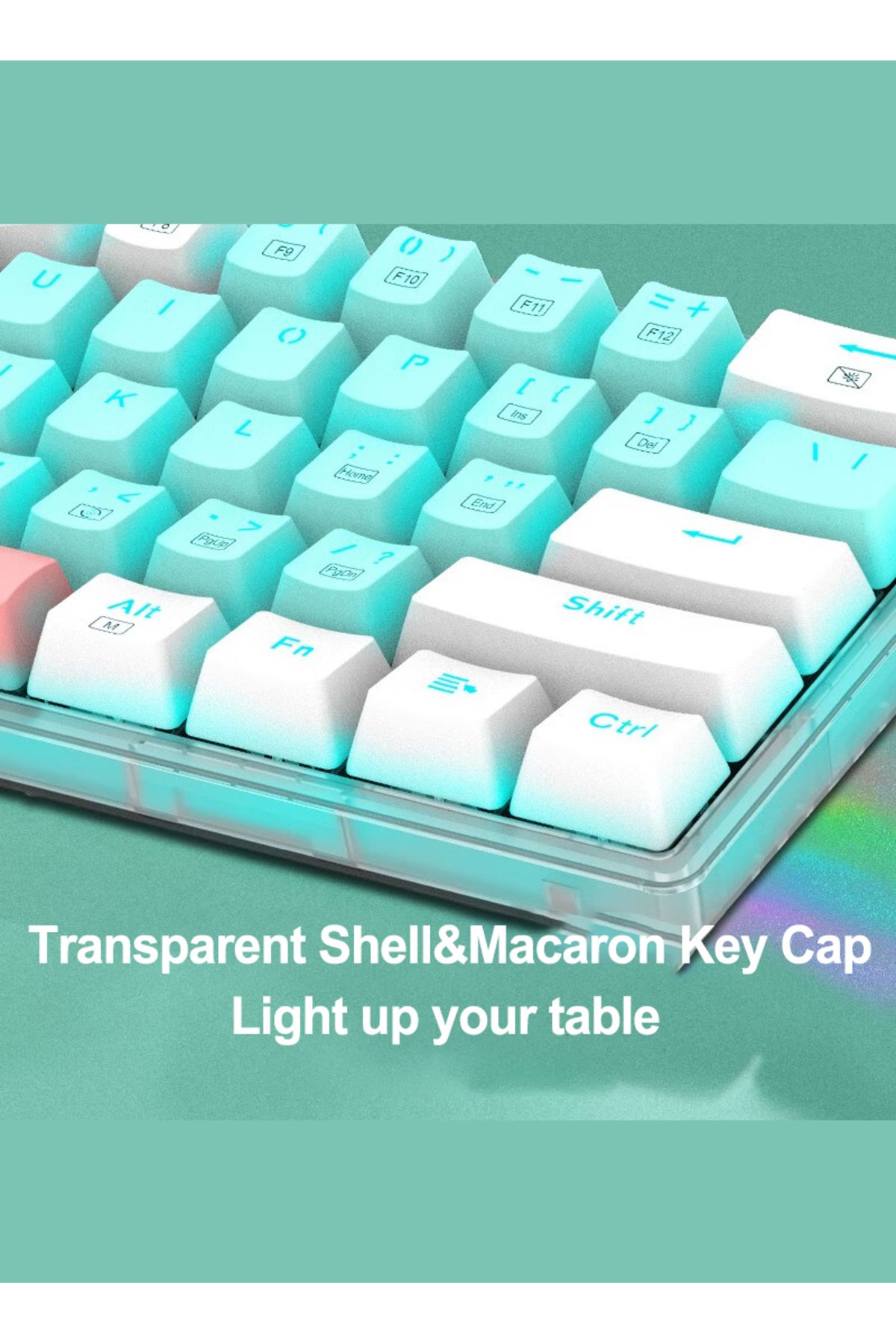 e-yooso-Z-11T Mechanical Keyboard,Blue Switches Mechanical Gaming Keyboard with RGB Backlight,61 Keys 3