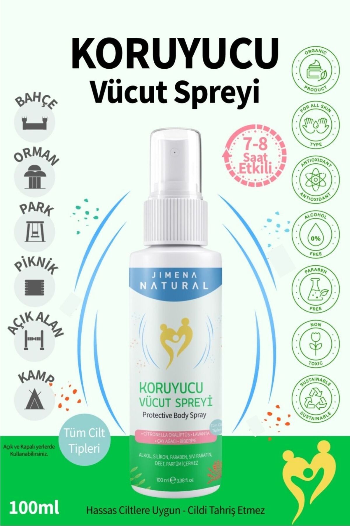 Jimena Natural Doğal Koruyucu Vücut Sprey Dış Etkenlere Karşı Etkili Koruma Sprey Losyon