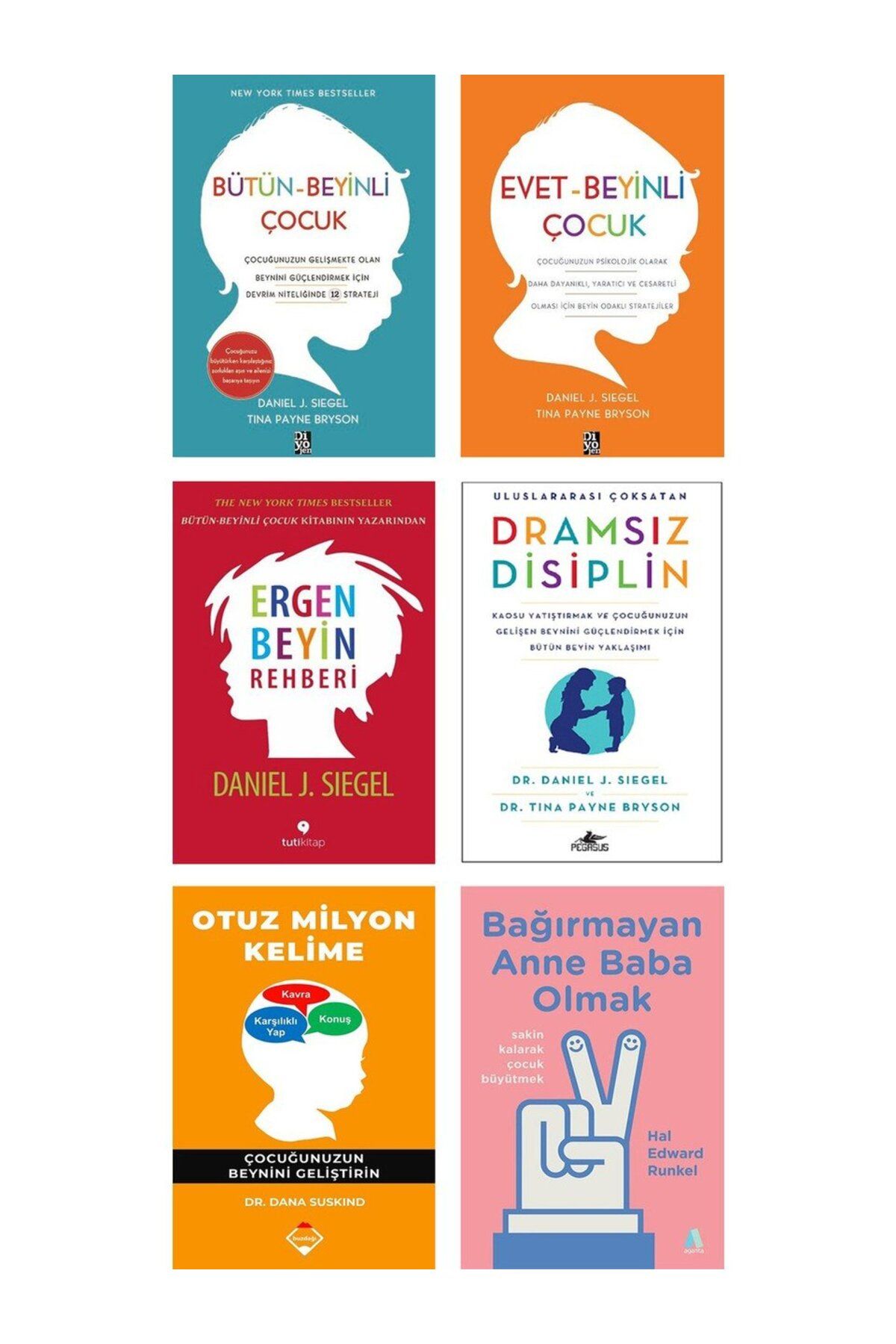 Diyojen Yayıncılık BUTUN BEYINLI COCUK + EVET BEYINLI COCUK + ERGEN BEYIN REHBERI + DRAMSIZ DISIPLIN + OTUZ MILYON KEL