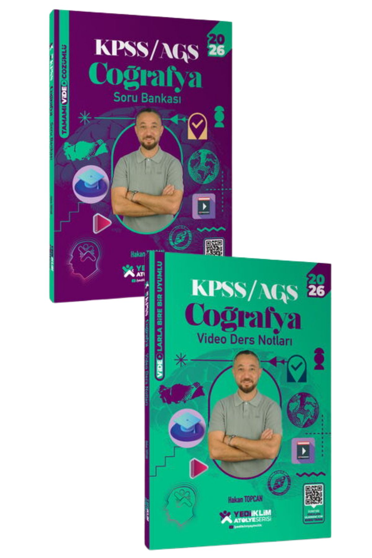 Yediiklim Yayınları 2026 KPSS Genel Kültür Atölye Coğrafya Video Çözümlü Soru Bankası+Video Ders Notları-2 KİTAP-SET