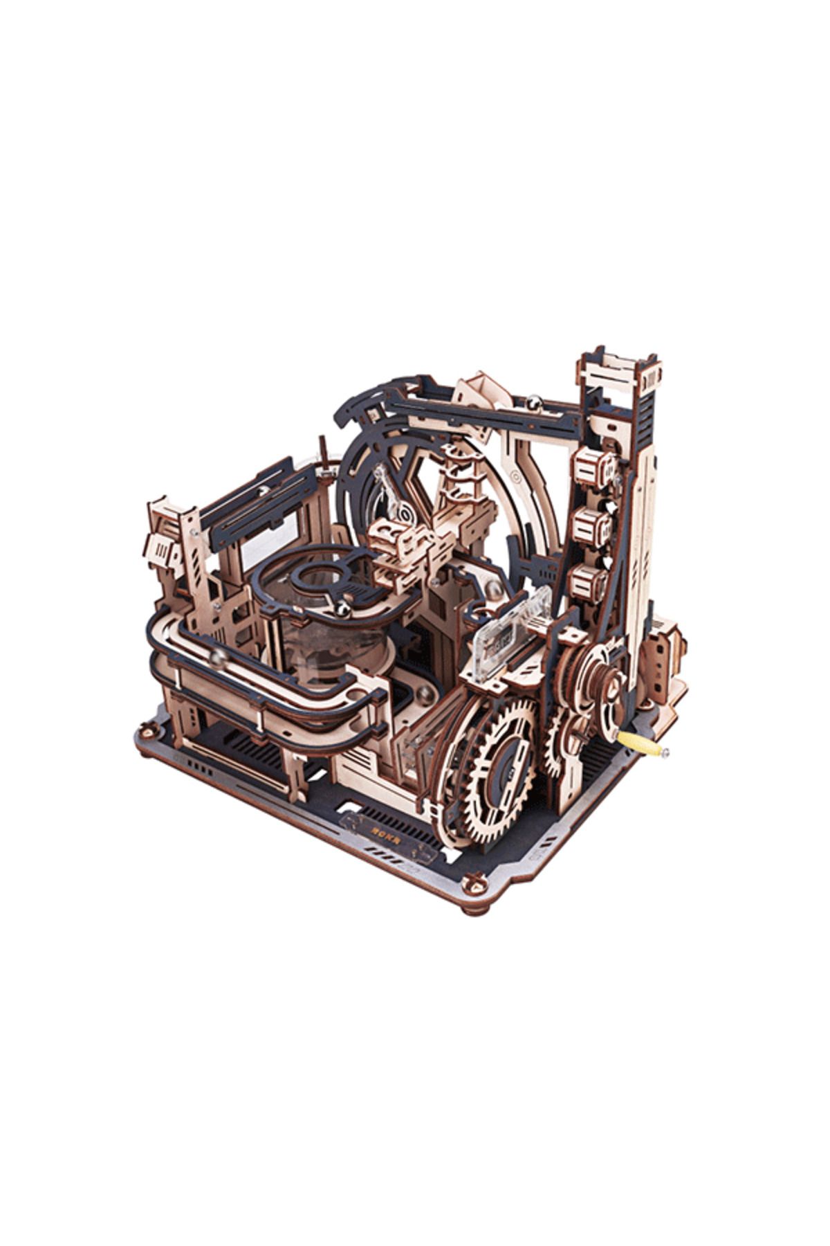 Robotime-Puzzle mecanic 3D din lemn, Marble Run Spacesport - 472 de piese 1