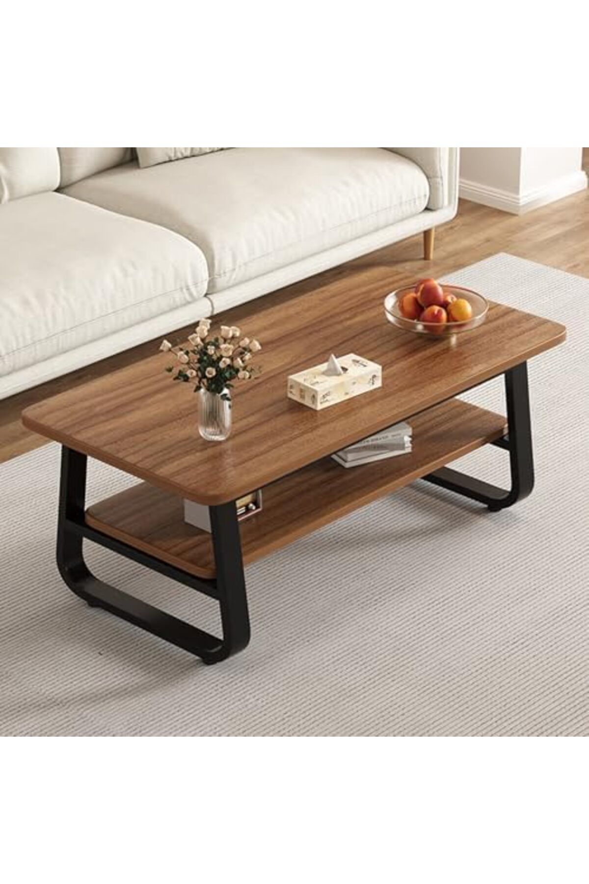 Generic-Coffee Table Coffee Table 2-Layer Industrial Cocktail Table Multi-Function Shelf, Used in Bedroom Li 2