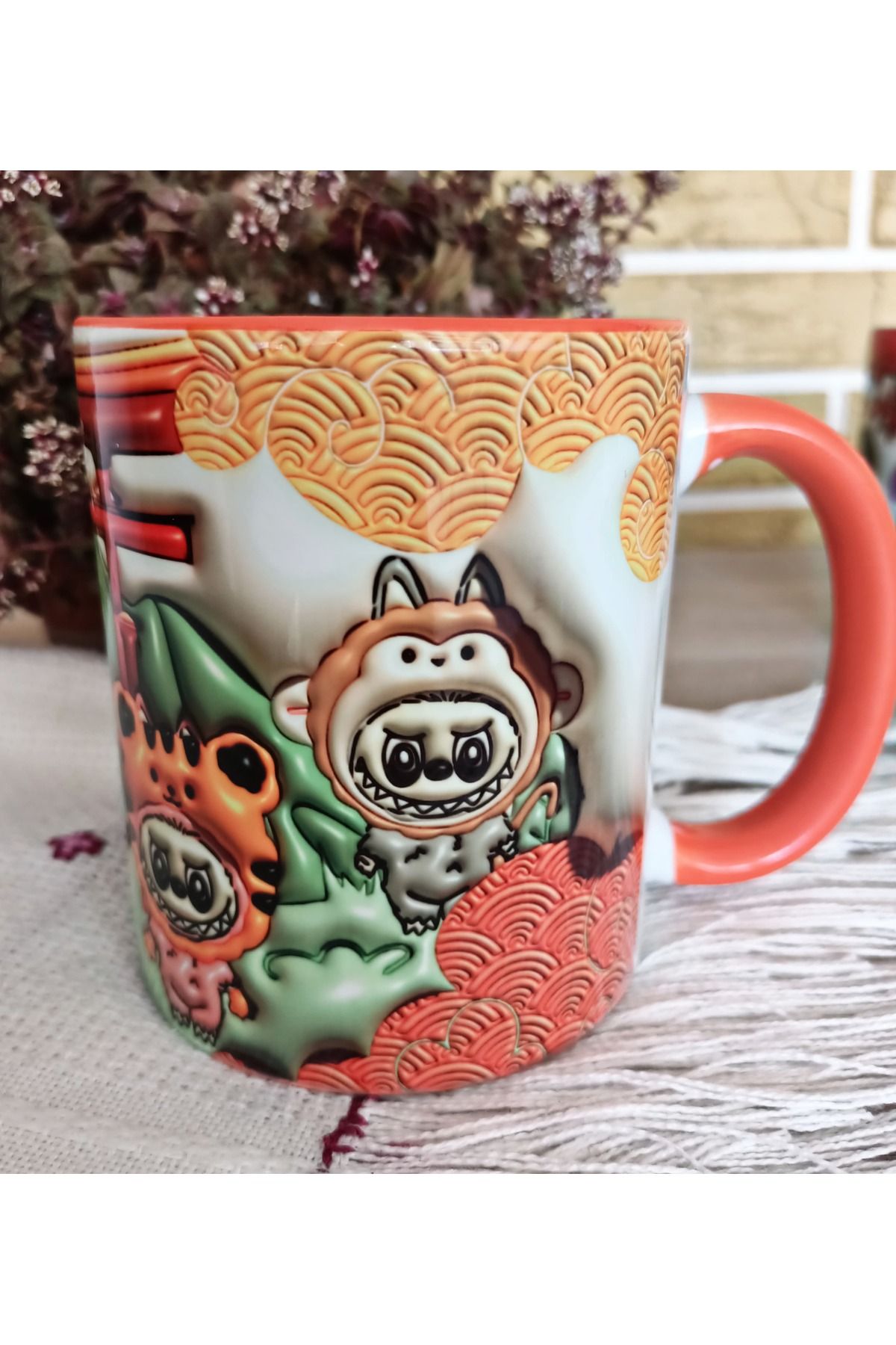 Mugs and love Labubu baskı porselen kupa
