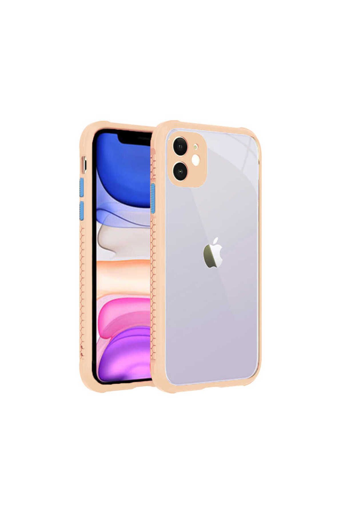 halkhouse İphone 11 Kılıf Esnek Renkli Çerçeveli Sert Silikon Kaff Kapak