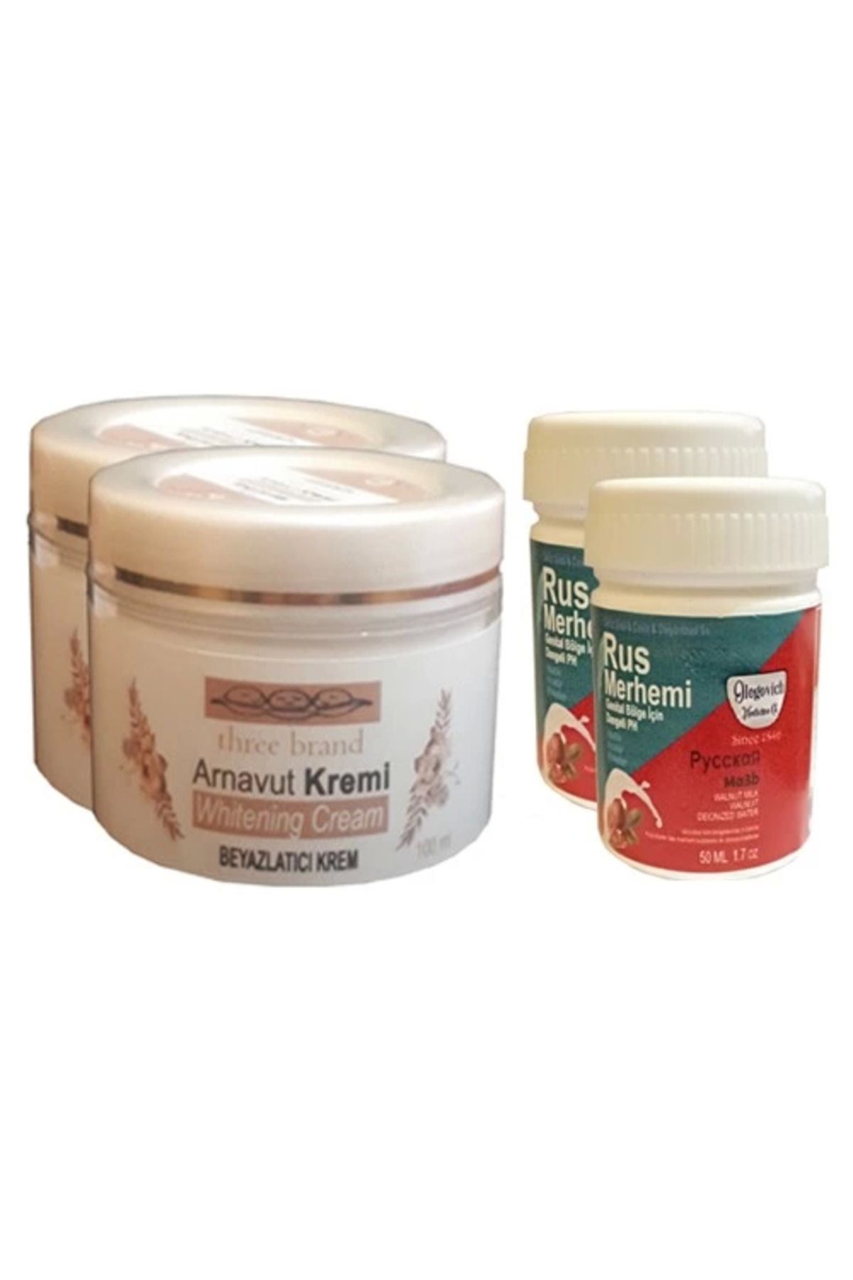 Vemora Three Brand Vücut Kremi 100 ml Arnavut Kremi 2 Adet + Rus Merhemi 50 ml 2 Adet